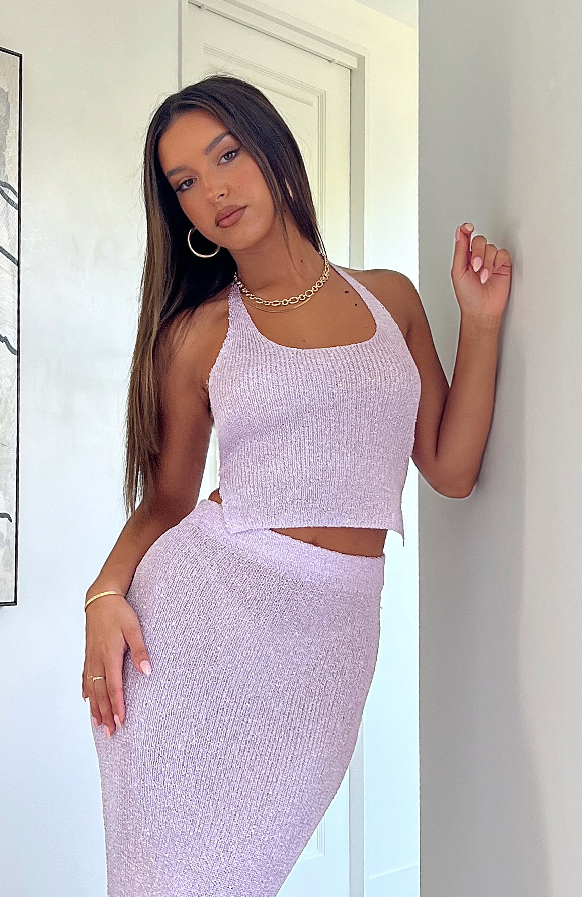 Play Pretend Sequin Knit Top Lilac