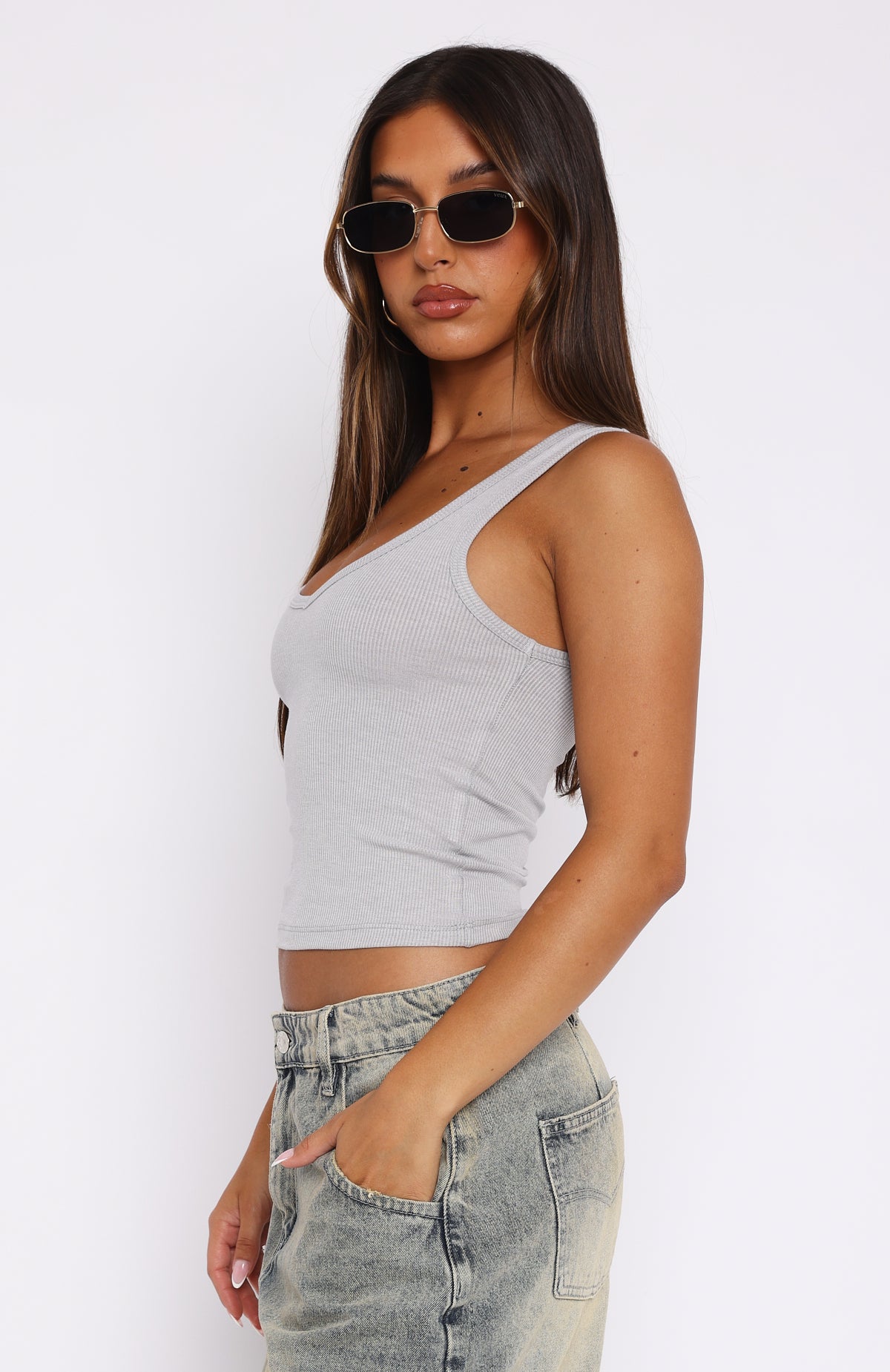 Mad About Love Tank Top Grey | White Fox Boutique US