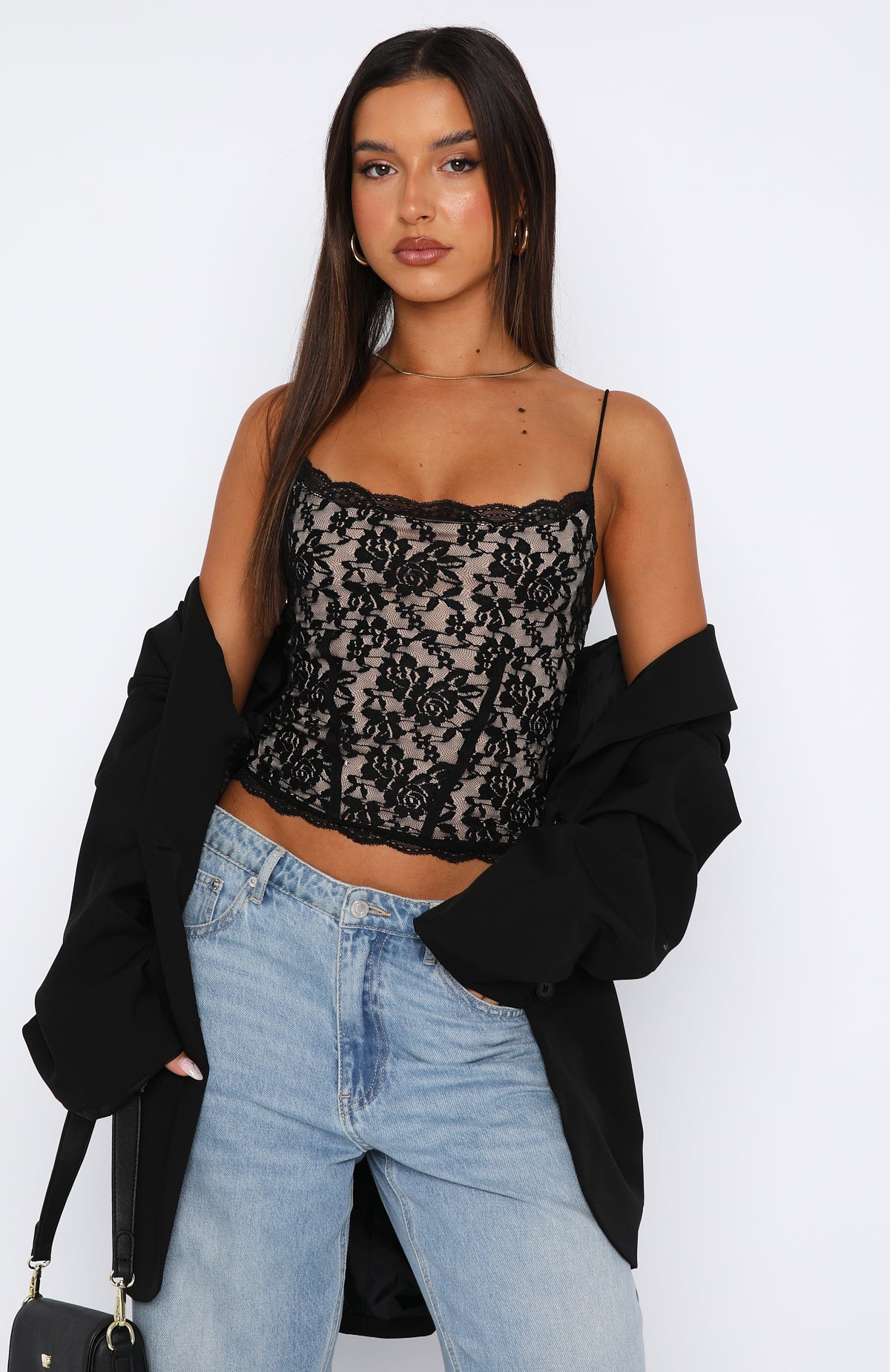 Make Your Way Lace Bustier Black