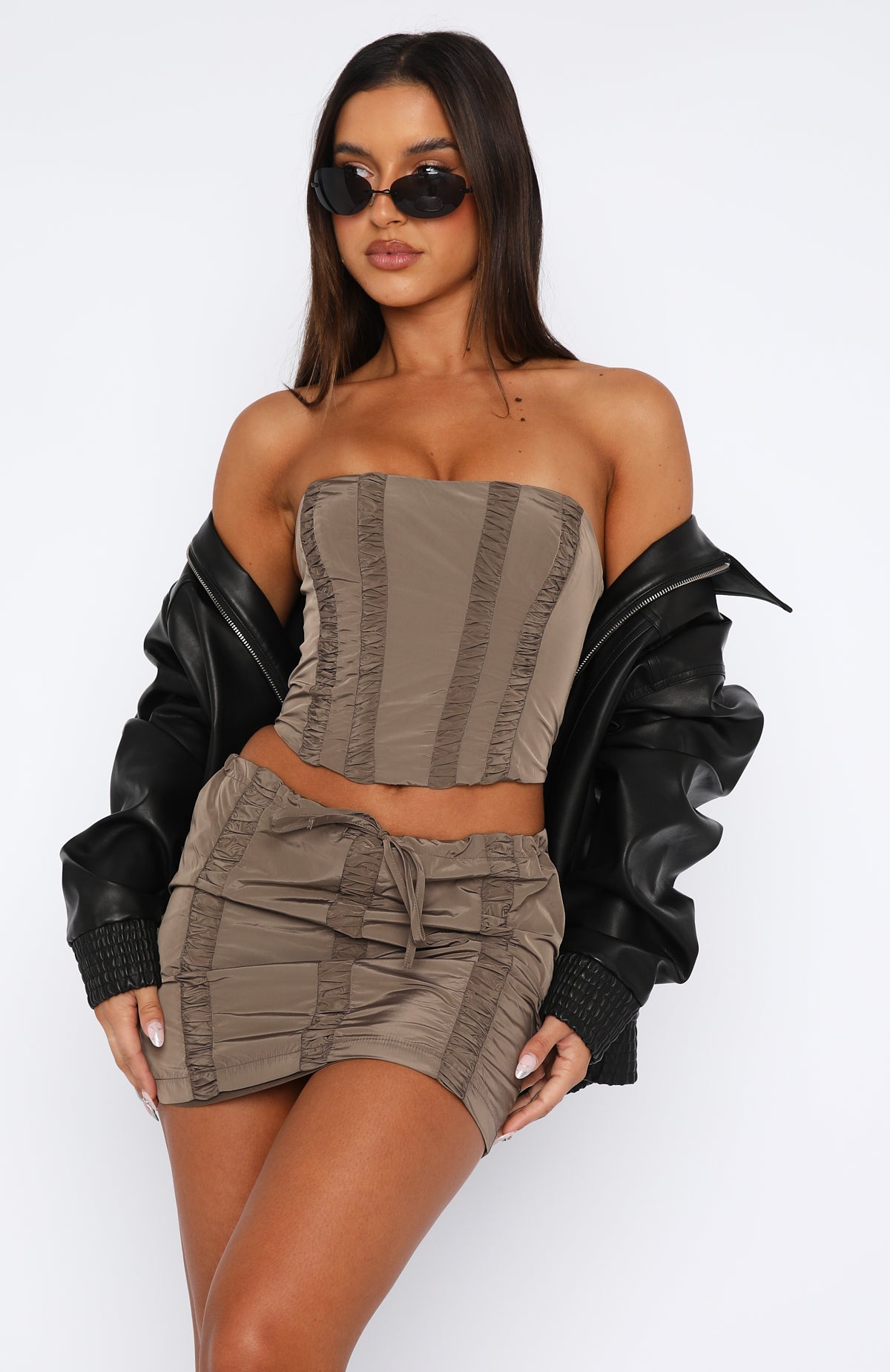 Come Alive Mini Skirt Taupe