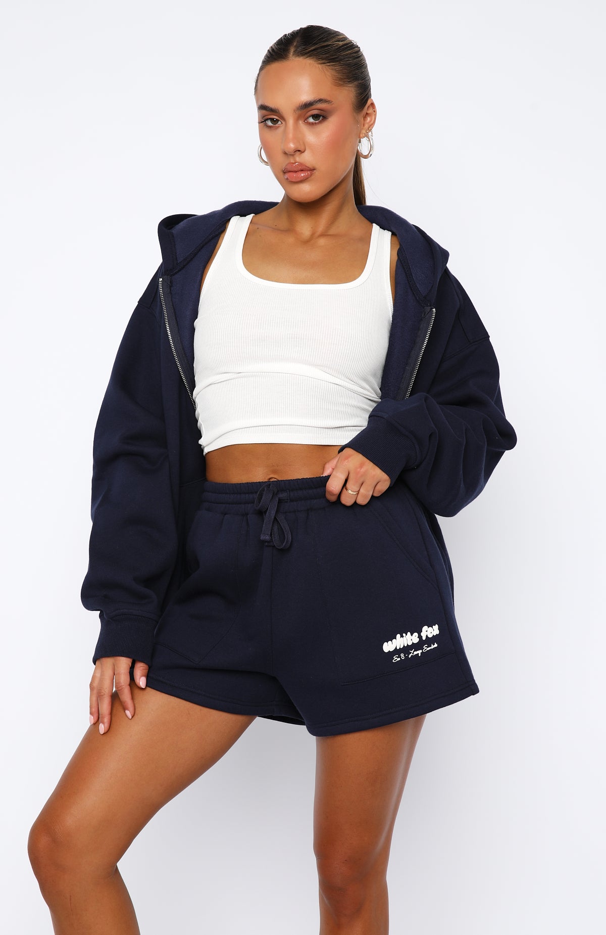 8gshootフード付きトレーナー ネイビー Era 8 Lounge Shorts Nautical | White Fox Boutique US