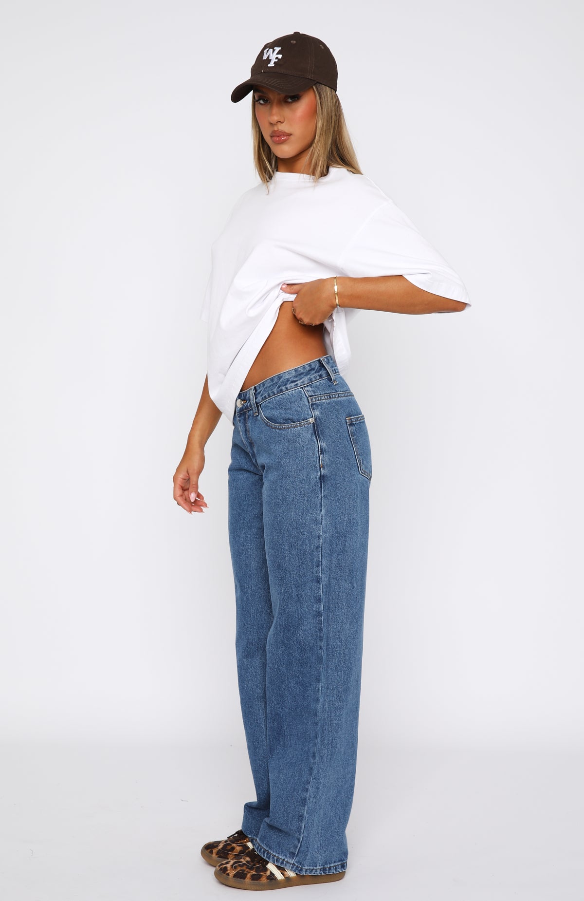 Bring The Style Low Rise Wide Leg Jeans Admiral Blue | White Fox ...