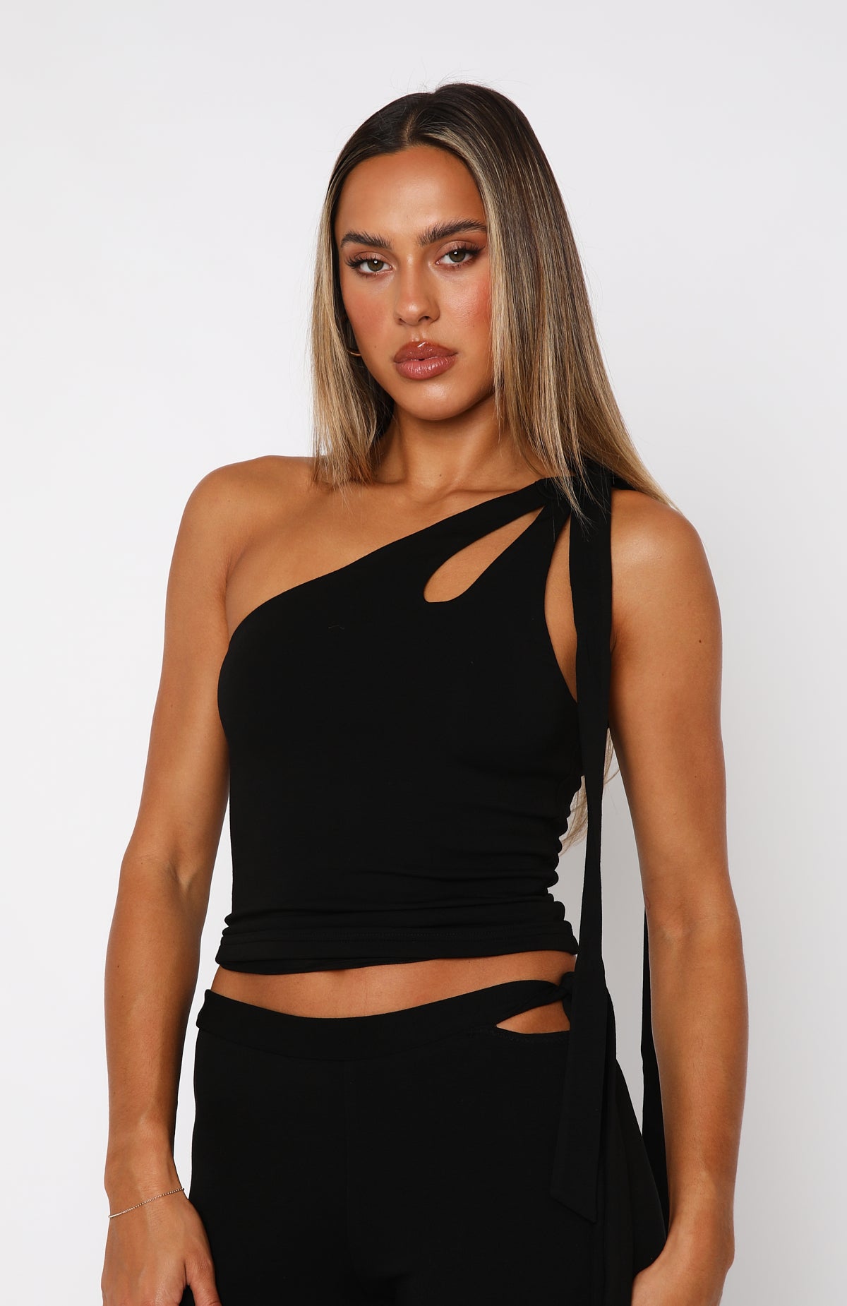 Reckless Romance One Shoulder Top Black | White Fox Boutique US