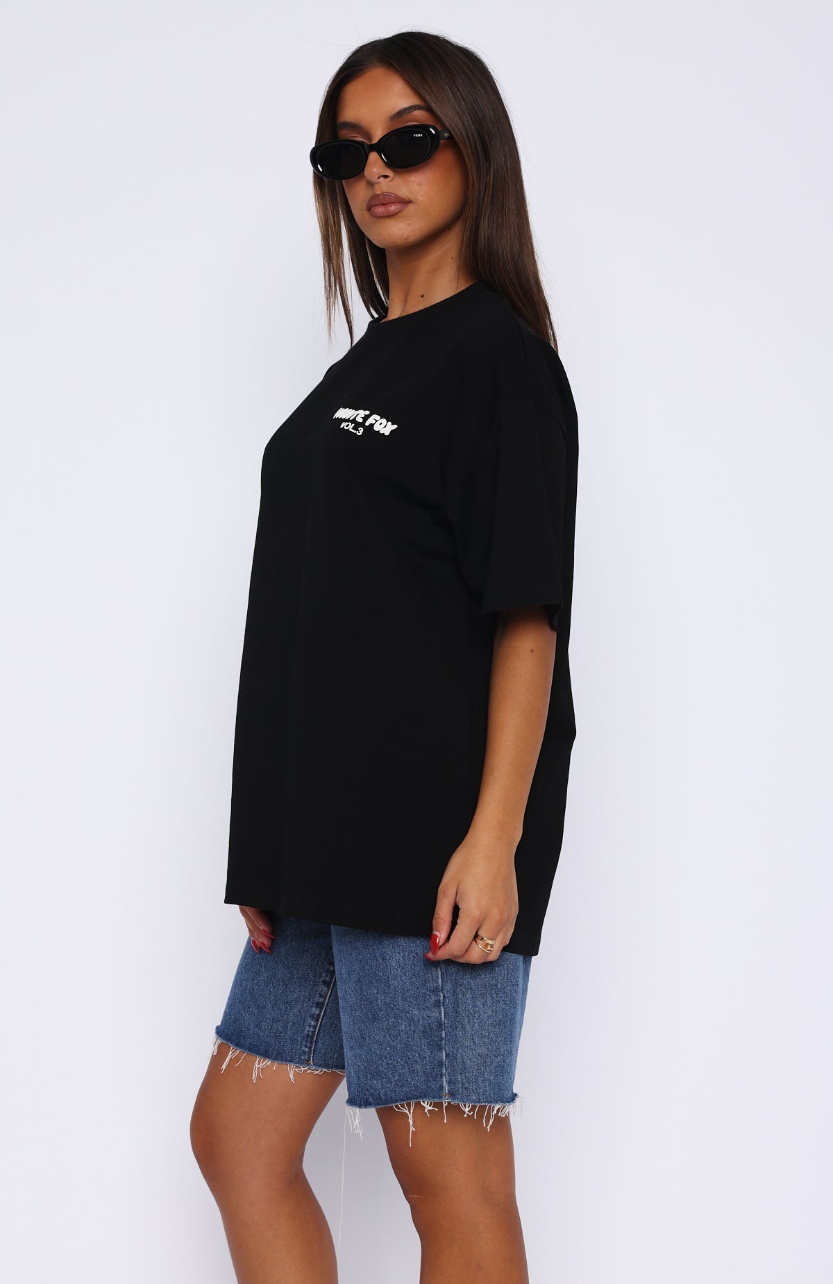 Offstage Back Graphic Oversized Tee Black | White Fox Boutique US