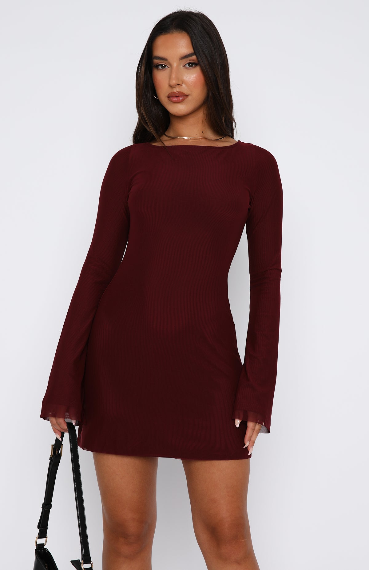Excuse Me Miss Long Sleeve Mini Dress Wine Excuse Me Miss Long Sleeve Mini Dress Wine