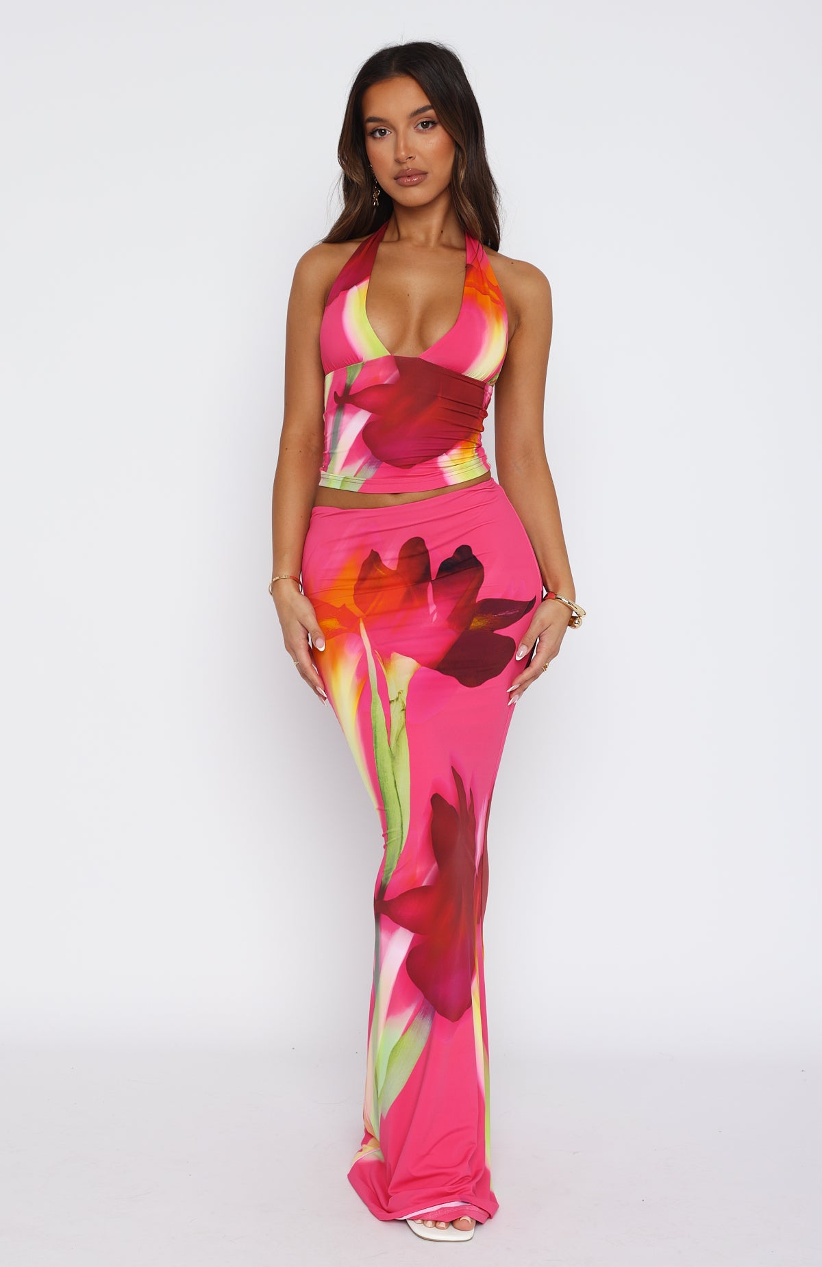 Sweet Salutations Maxi Skirt Magenta Blossom | White Fox Boutique US