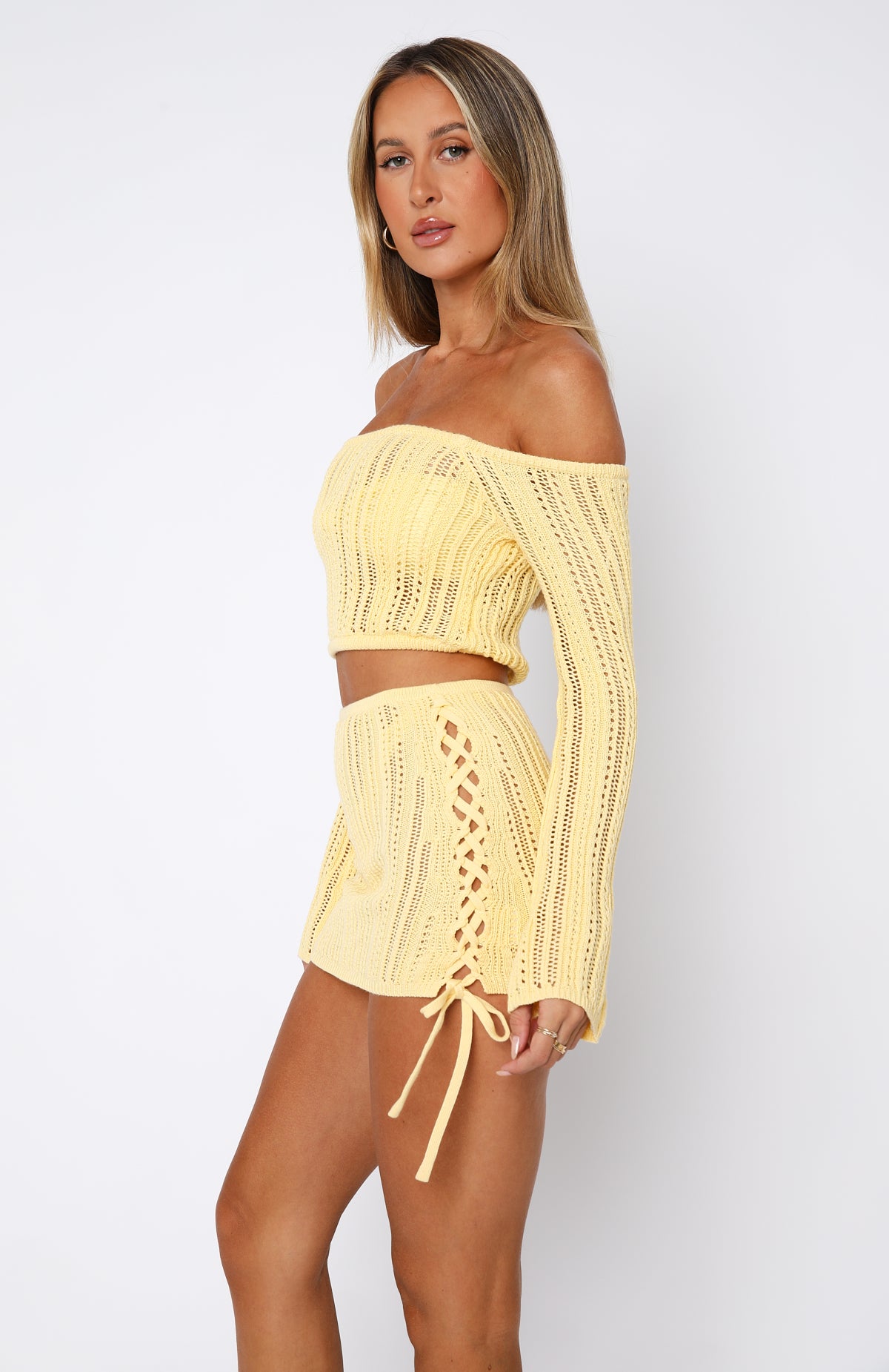 Perfect Timing Crochet Top Lemon | White Fox Boutique US