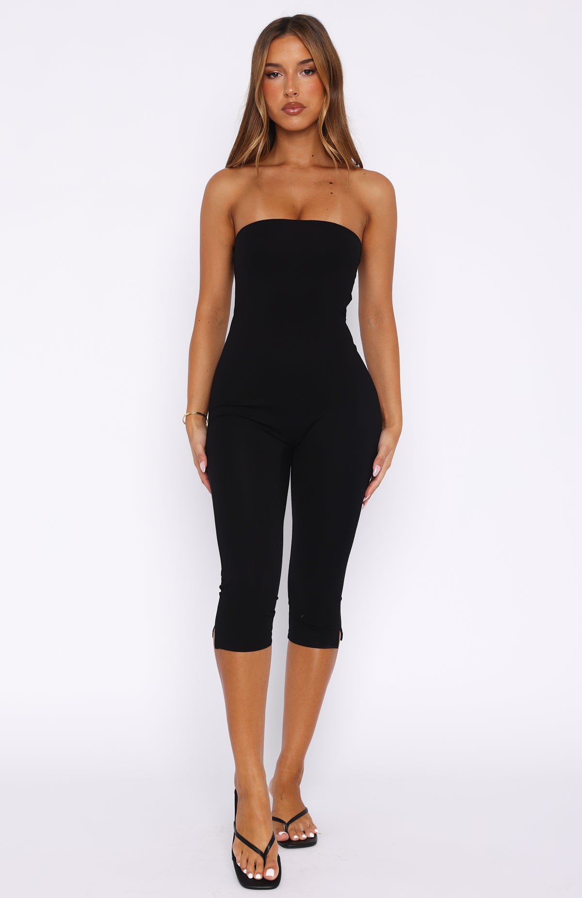 True Desire Strapless Jumpsuit Black | White Fox Boutique US