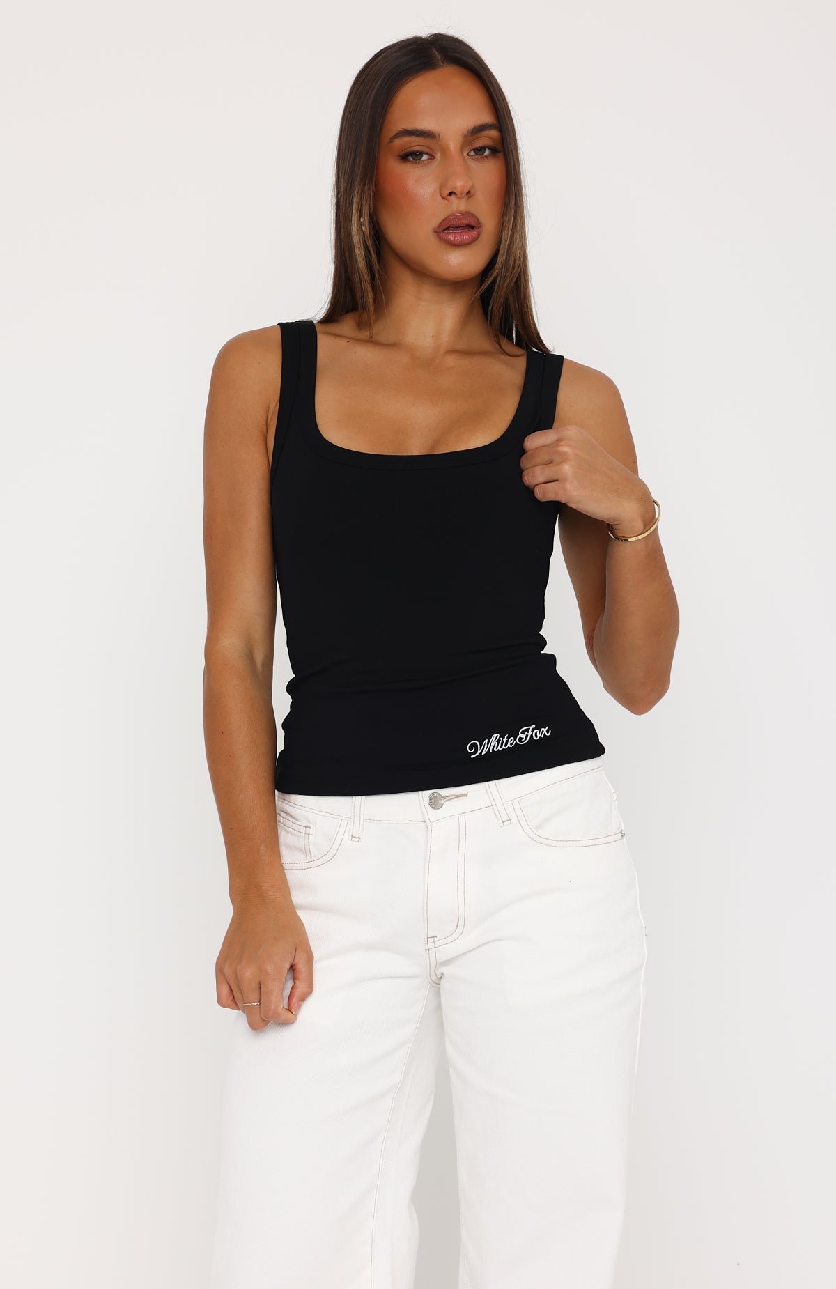 Taking Risks Tank Top Black | White Fox Boutique US