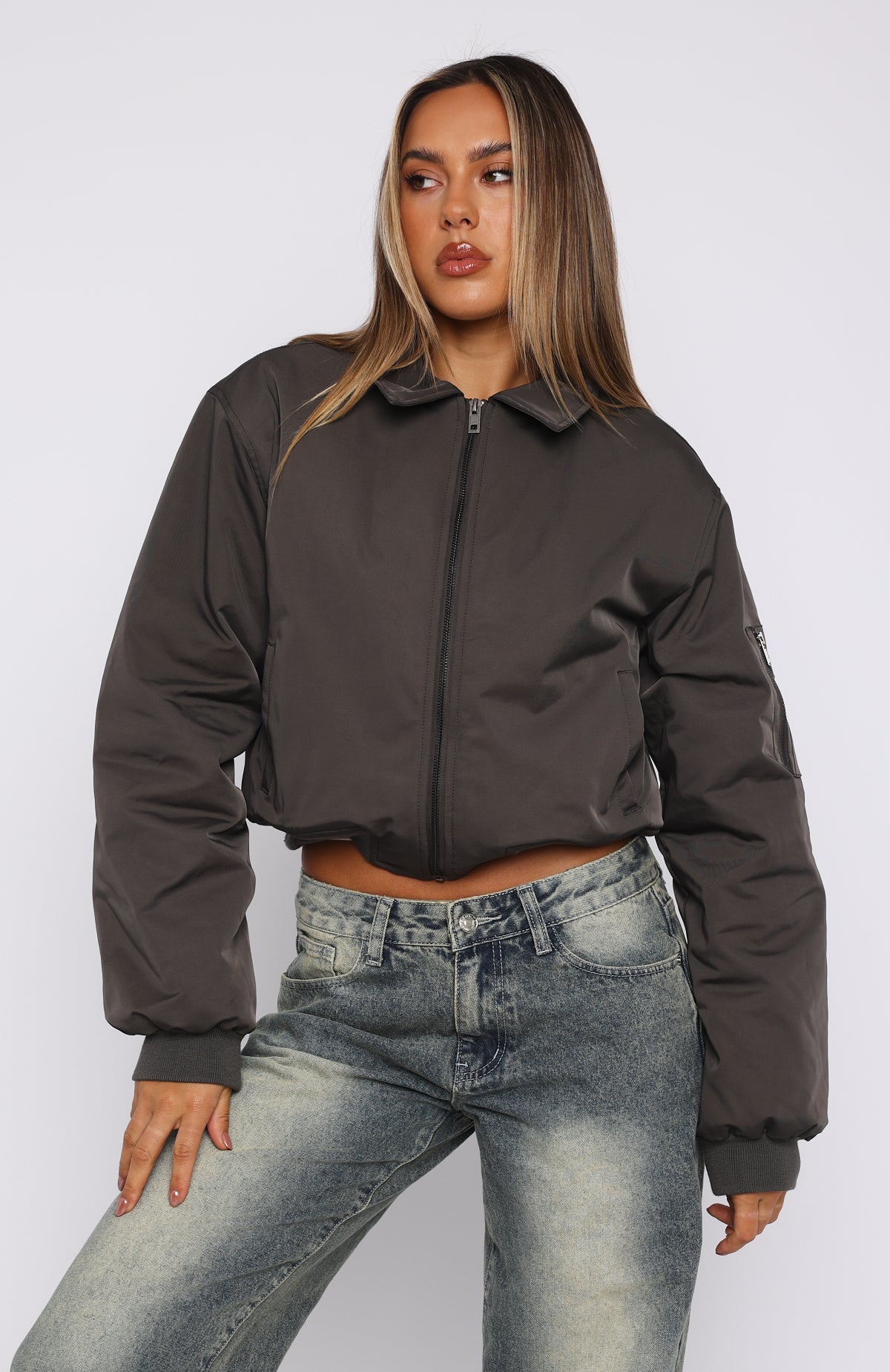 Something Forgotten Bomber Jacket Slate | White Fox Boutique US