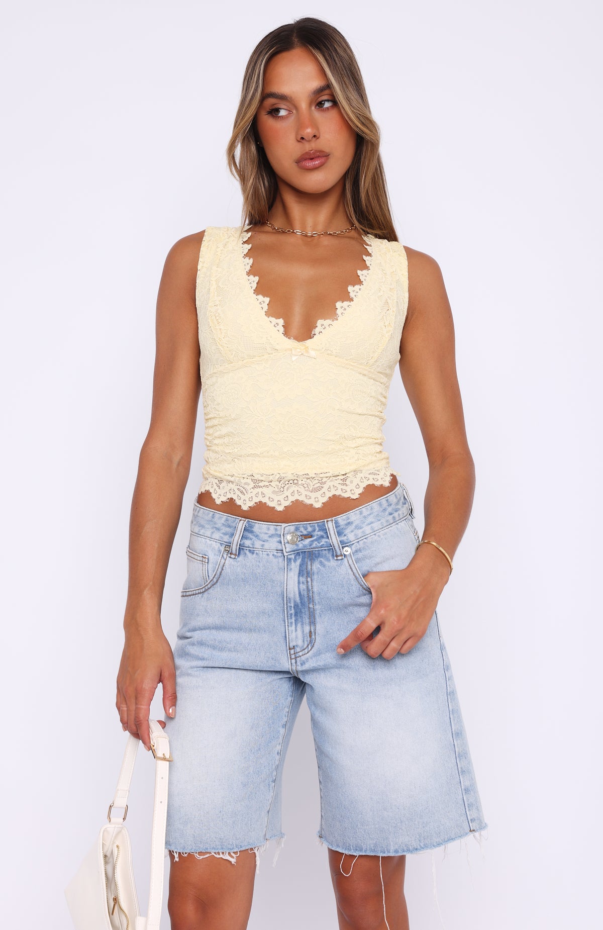 Let's Just Talk Lace Top Butter White Fox Boutique US