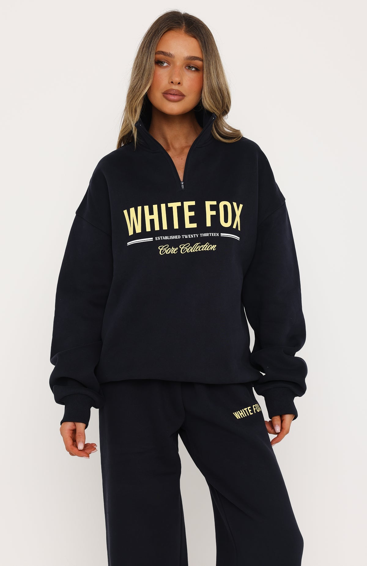 Vibes On Point Quarter Zip Sweater Navy | White Fox Boutique US