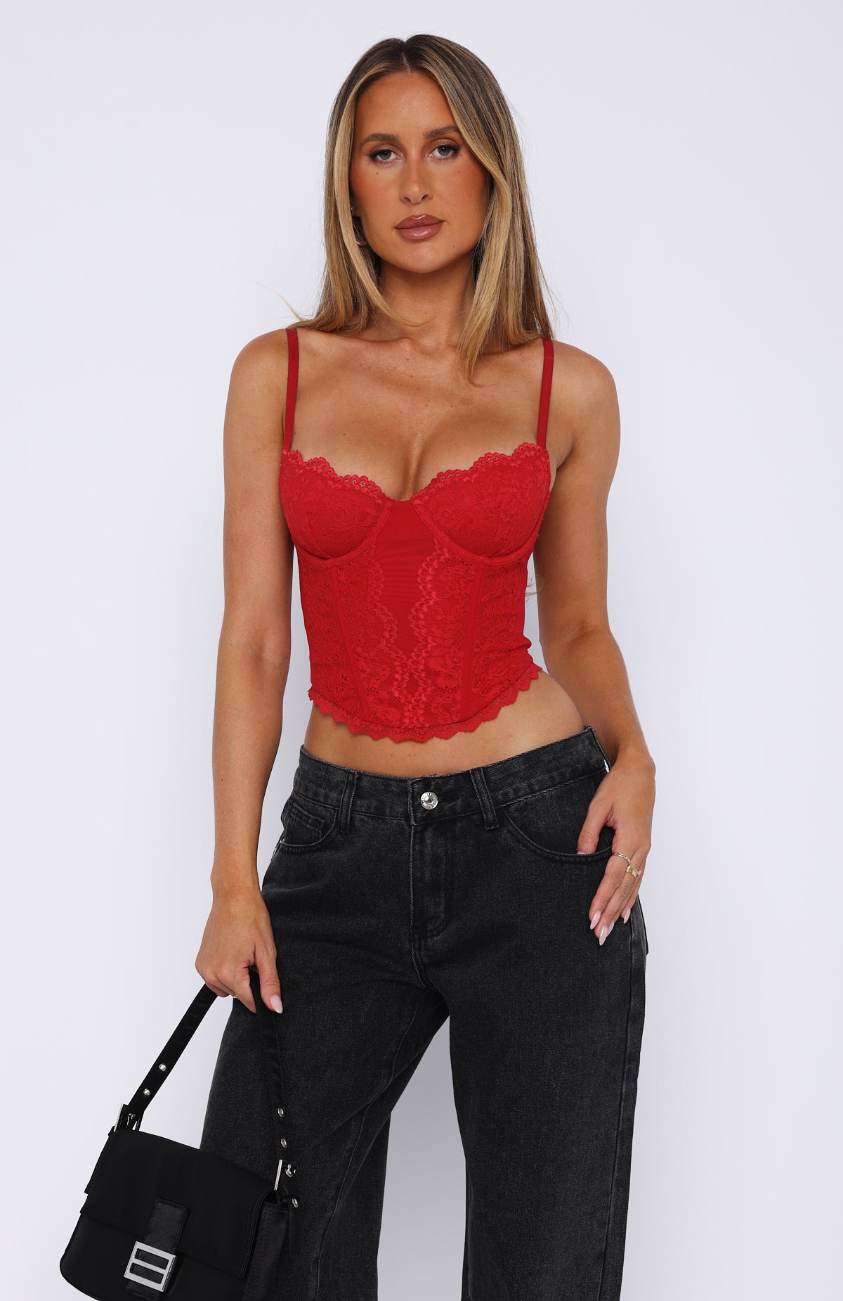 Live On Lace Bustier Red