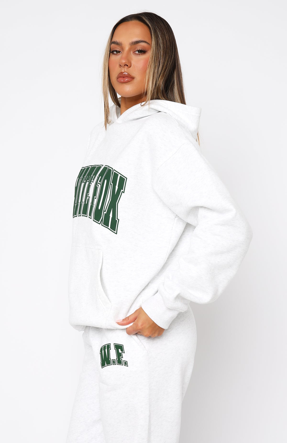 Decade Classics Varsity Oversized Hoodie Grey Marle | White