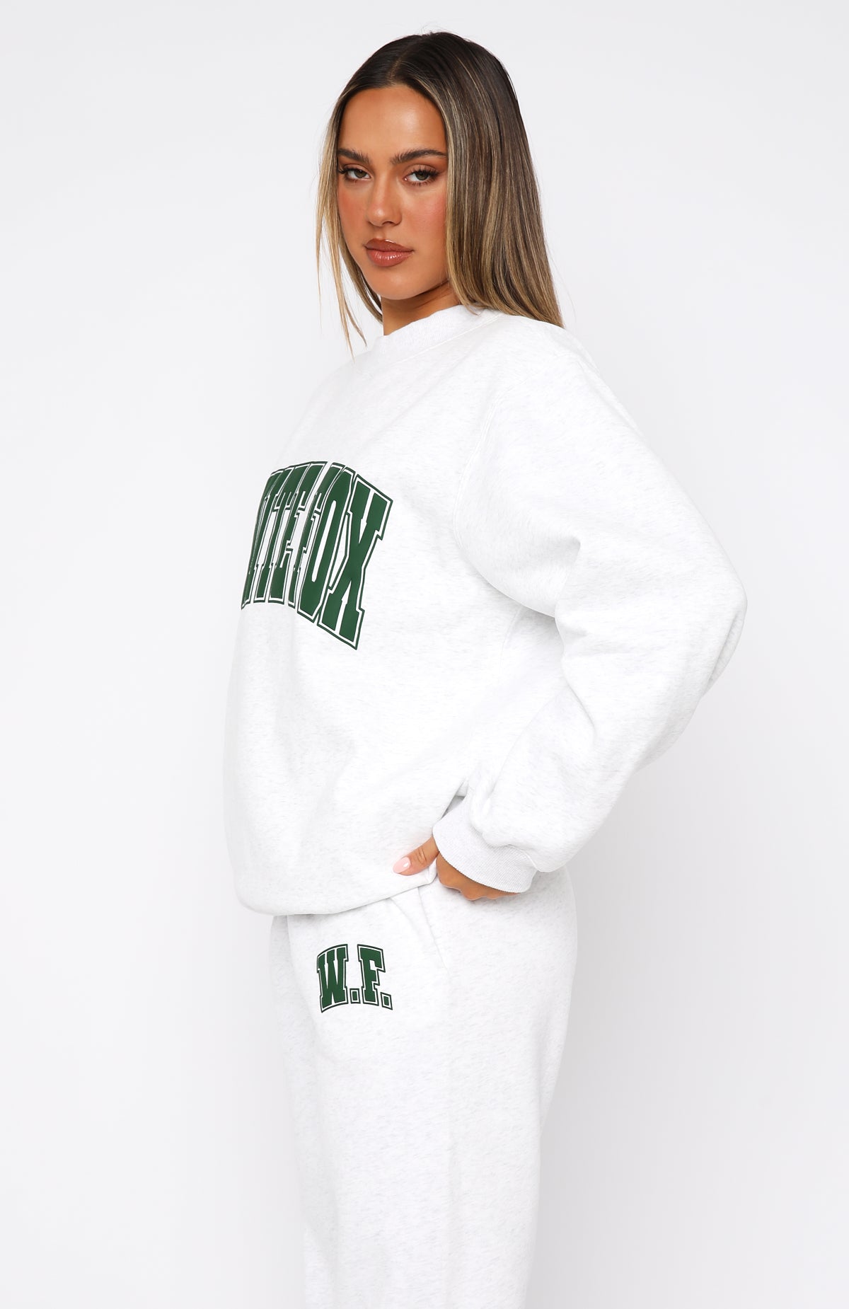 Decade Classics Varsity Oversized Sweater Grey Marle | White