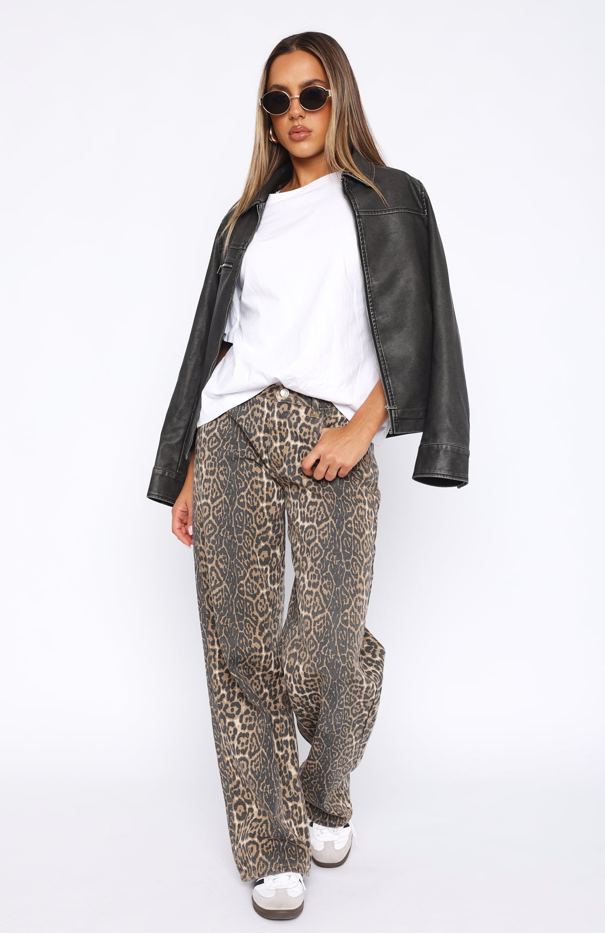 Stella Low Rise Wide Leg Jeans Leopard | White Fox Boutique US