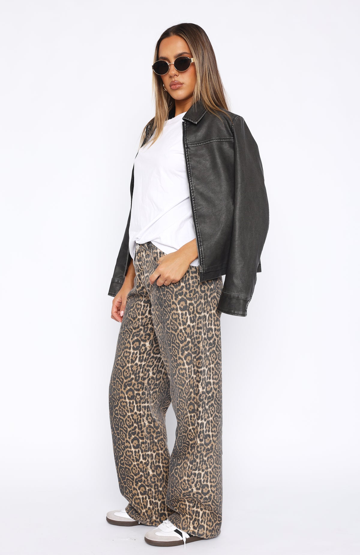 Stella Low Rise Wide Leg Jeans Leopard | White Fox Boutique US