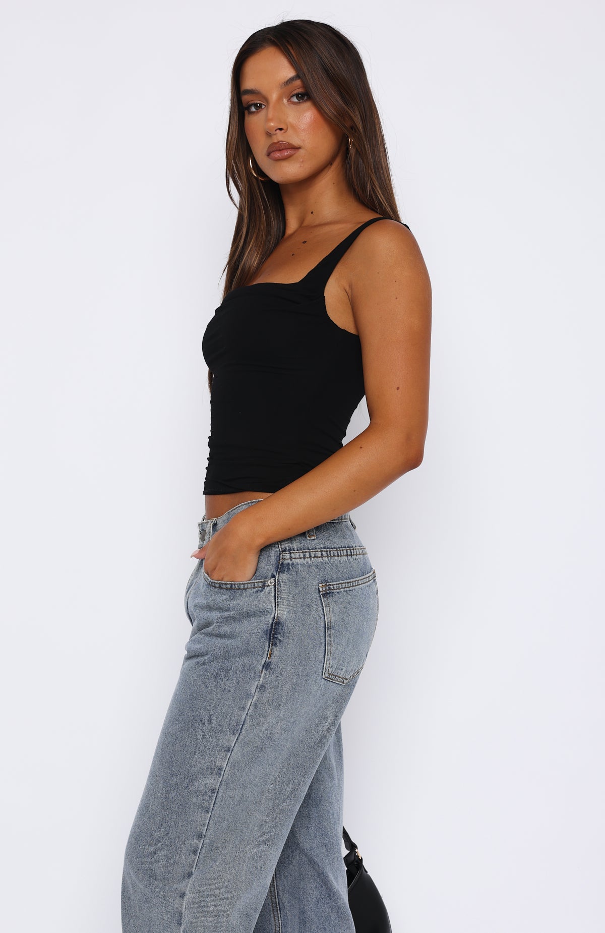 Call You Mine Mid Rise Wide Leg Jeans Washed Black
