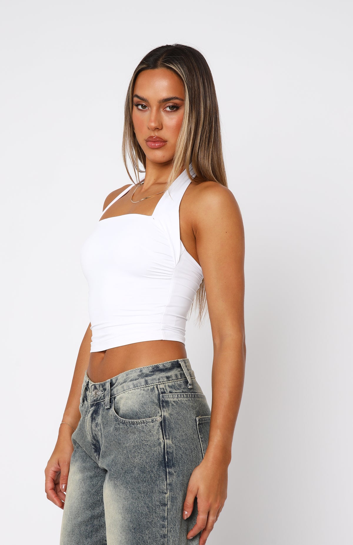 Believing The Lies Halter Top White