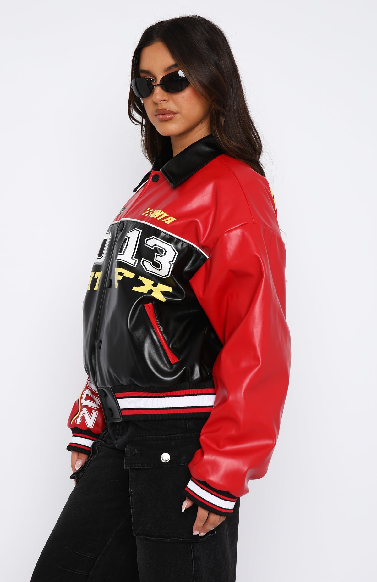 Out Of | US Boutique Fox Jacket Here Black/Red Bomber White