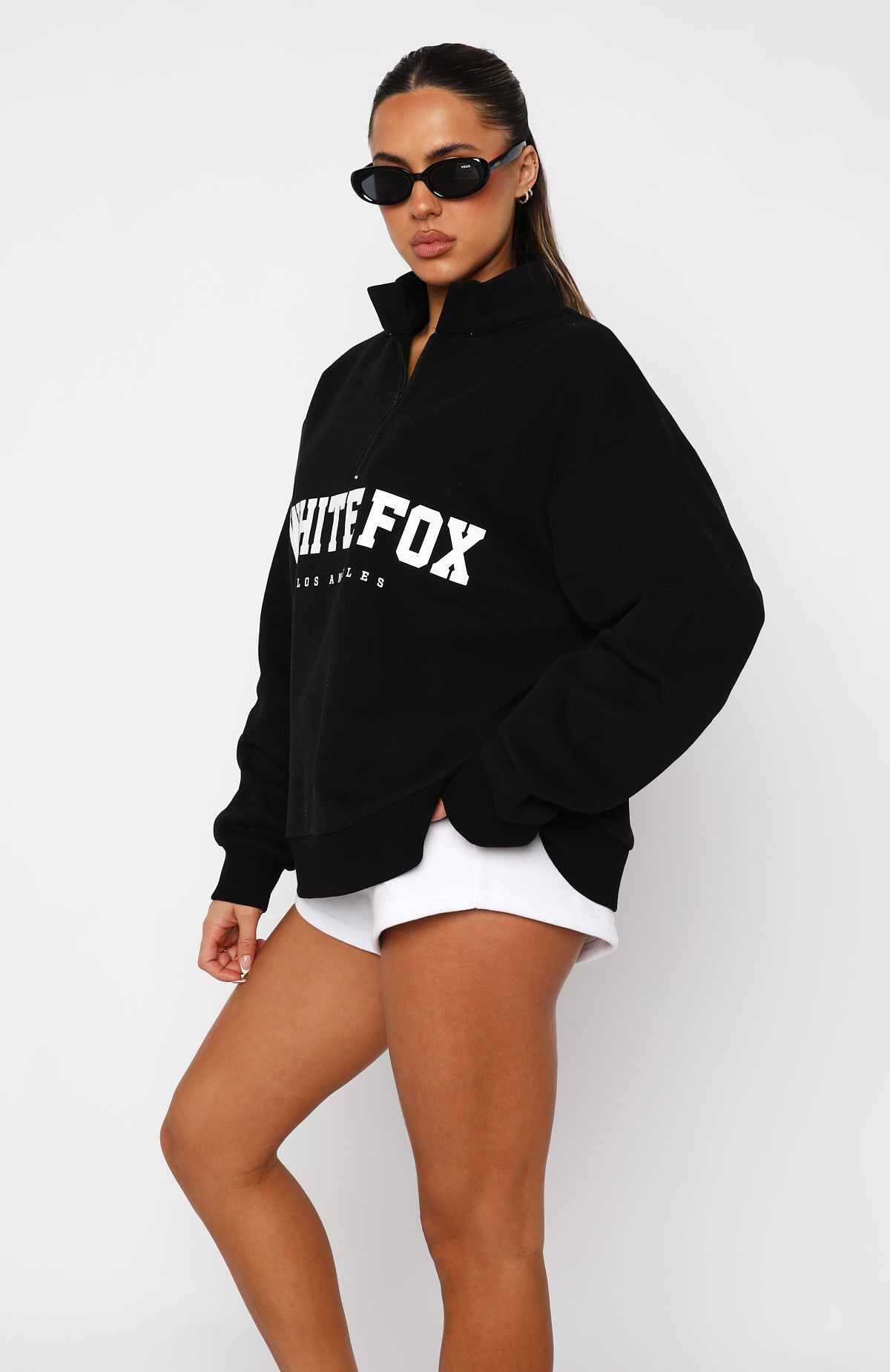 High Standard Zip Front Sweater Black | White Fox Boutique US