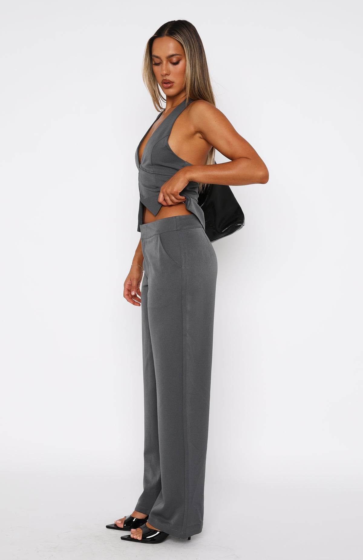 atlo niana flocky dot pants dress M　グレー Only Acting Pants Charcoal | White Fox Boutique US