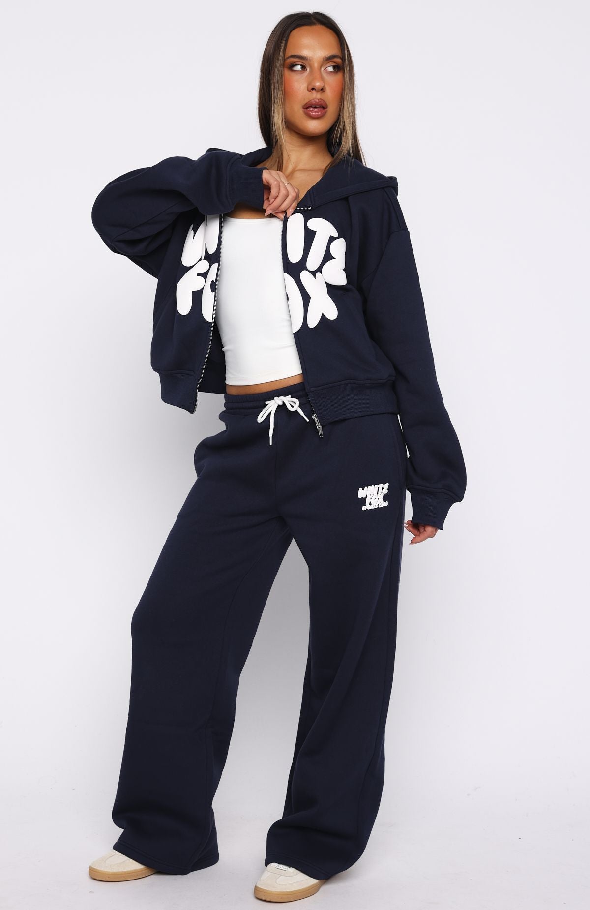 Club 14 Allie Wide Leg Sweatpants Navy | White Fox Boutique US