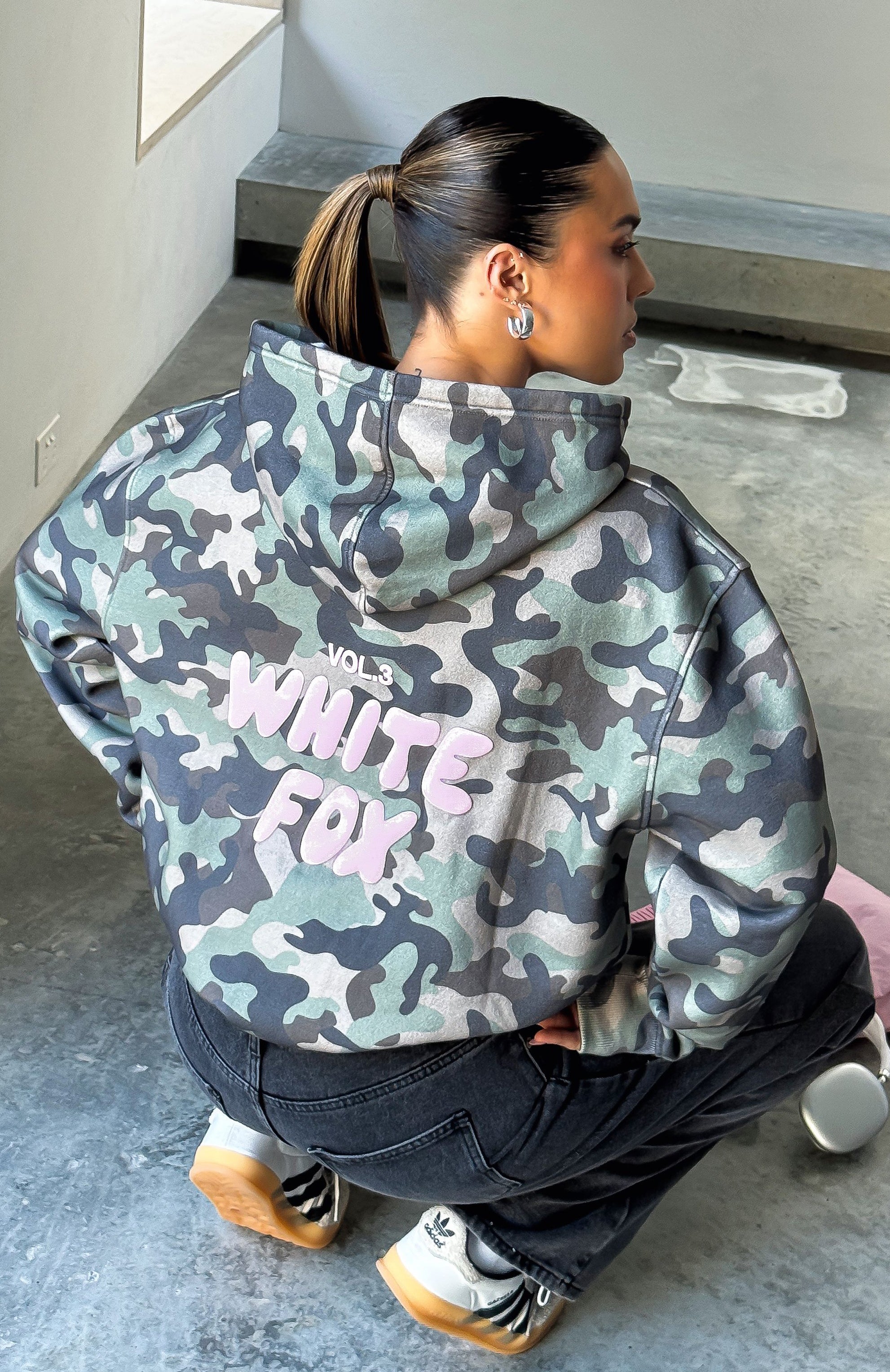 Offstage Printed Oversized Hoodie Washed Camo | White Fox Boutique US