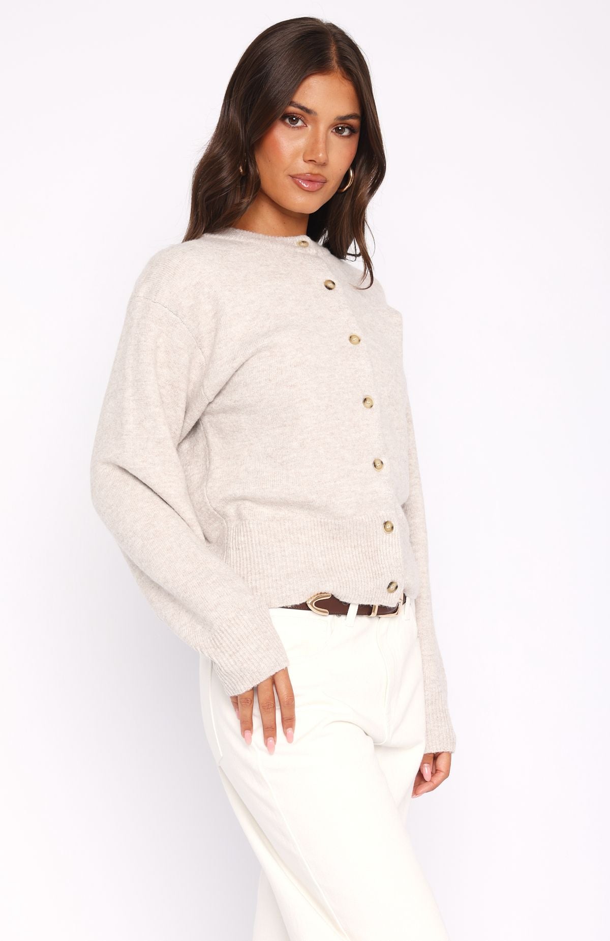 Helping Hand Knit Cardigan Oat | White Fox Boutique US