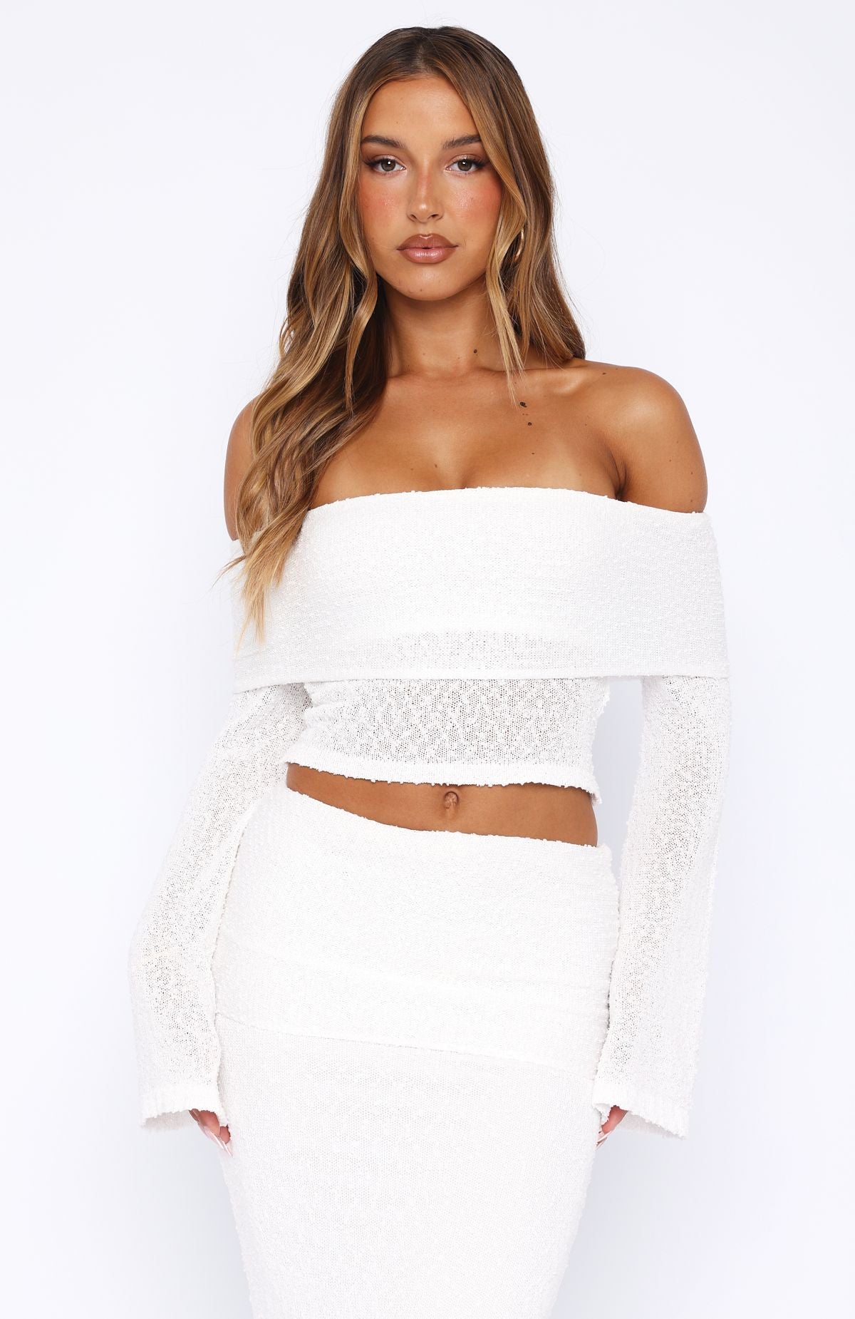 In Too Deep Long Sleeve Knit Top White | White Fox Boutique US
