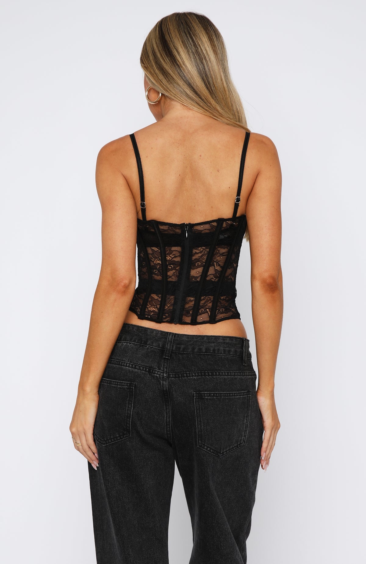 I'm Irreplaceable Lace Bustier Black | White Fox Boutique US