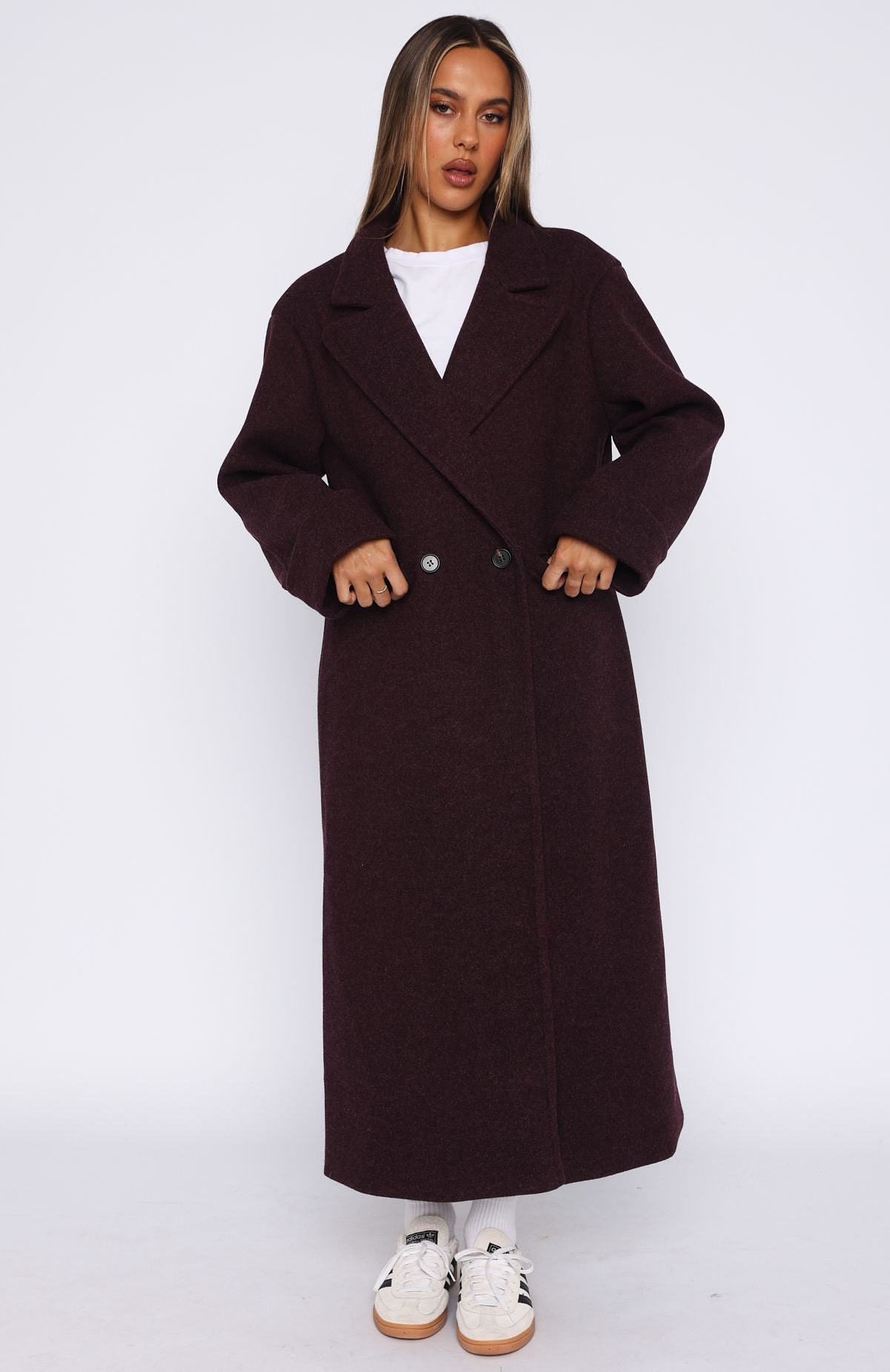 Winter Holiday Oversized Coat Burgundy | White Fox Boutique US