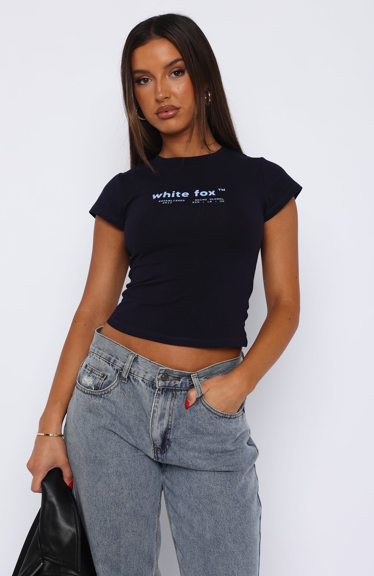 Going Global Baby Tee Navy | White Fox Boutique US