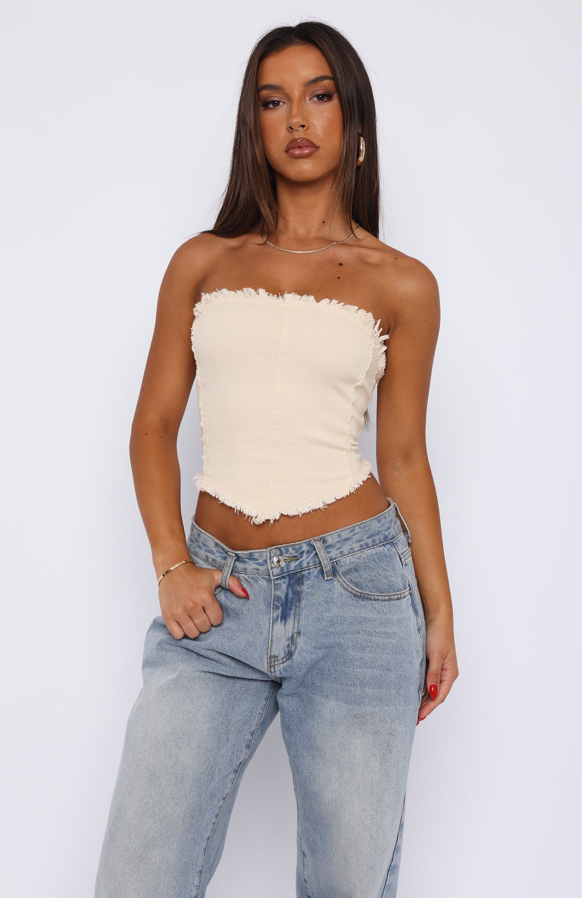 Release The Pressure Strapless Corset Oat | White Fox Boutique US