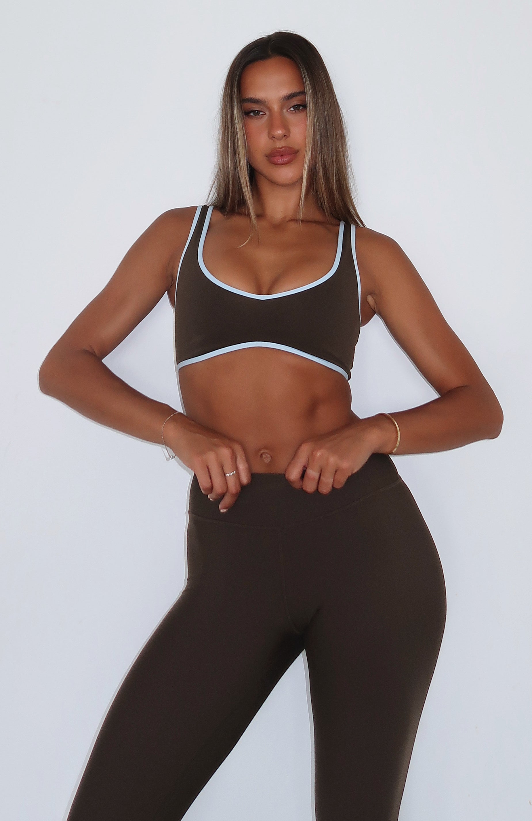 I'll Prove It Sports Crop Espresso/Baby Blue | White Fox Boutique US