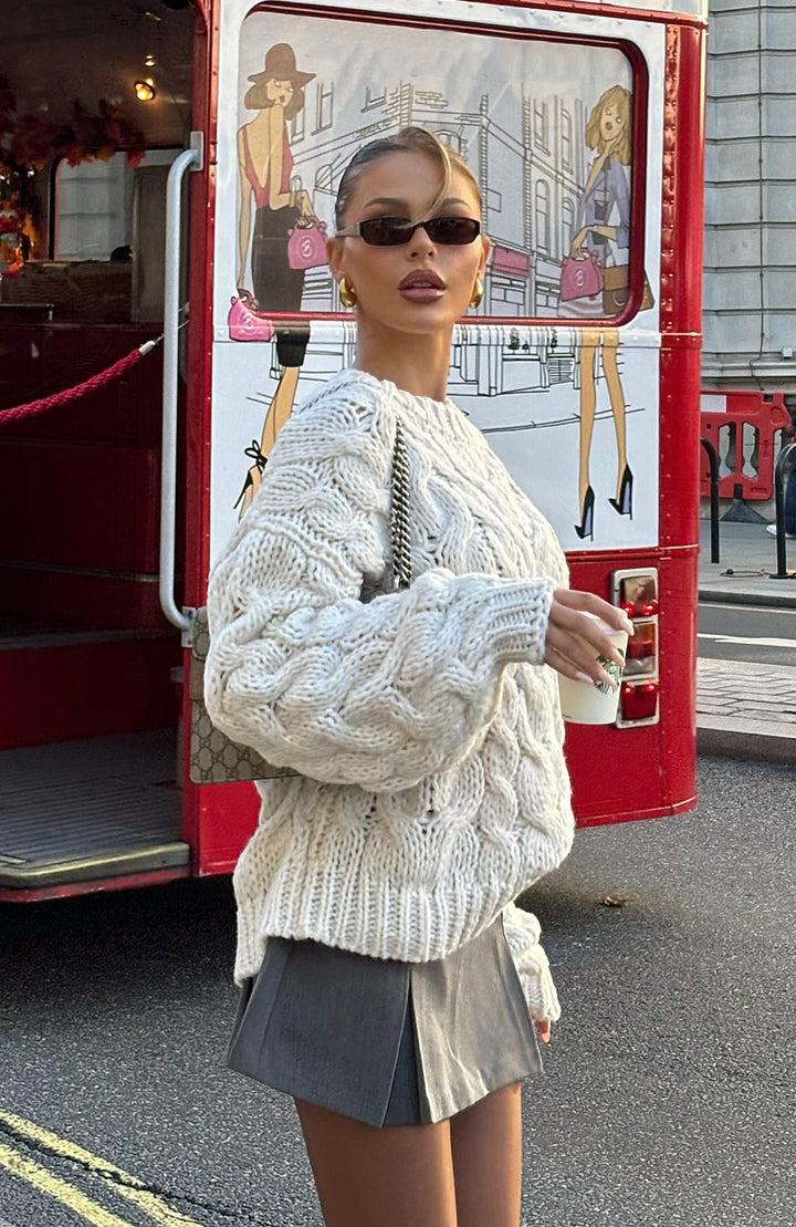 Real Feelings Oversized Knit Sweater Off White | White Fox Boutique US