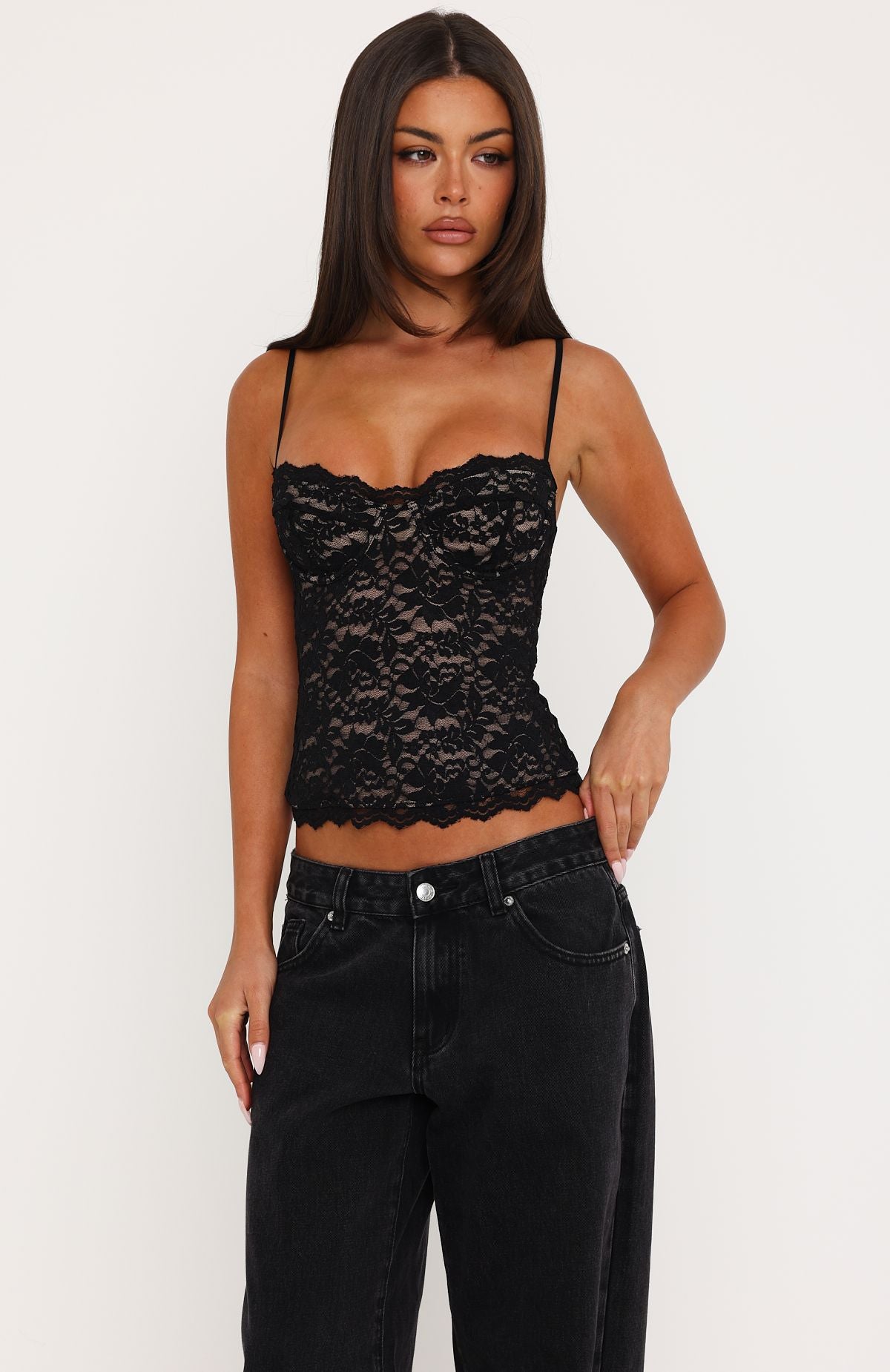 All Mine Lace Bustier Black | White Fox Boutique US
