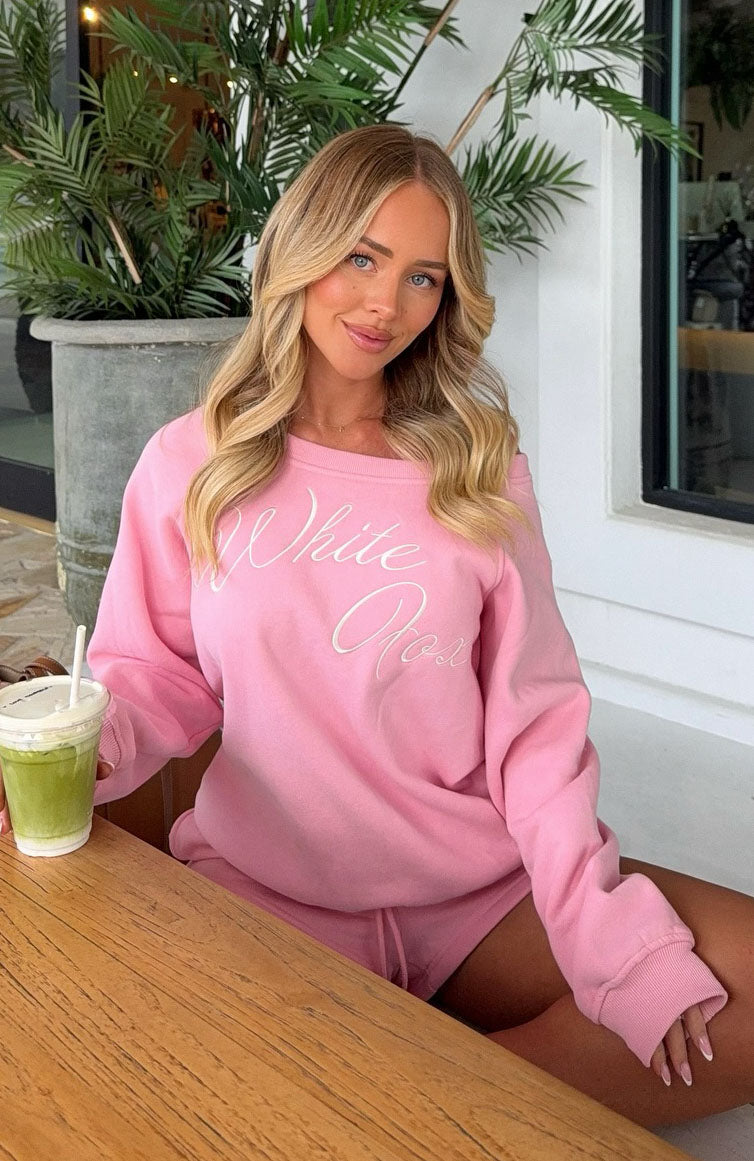 Lucky Thirteen Elsa Off Shoulder Sweater Candy Pink | White Fox