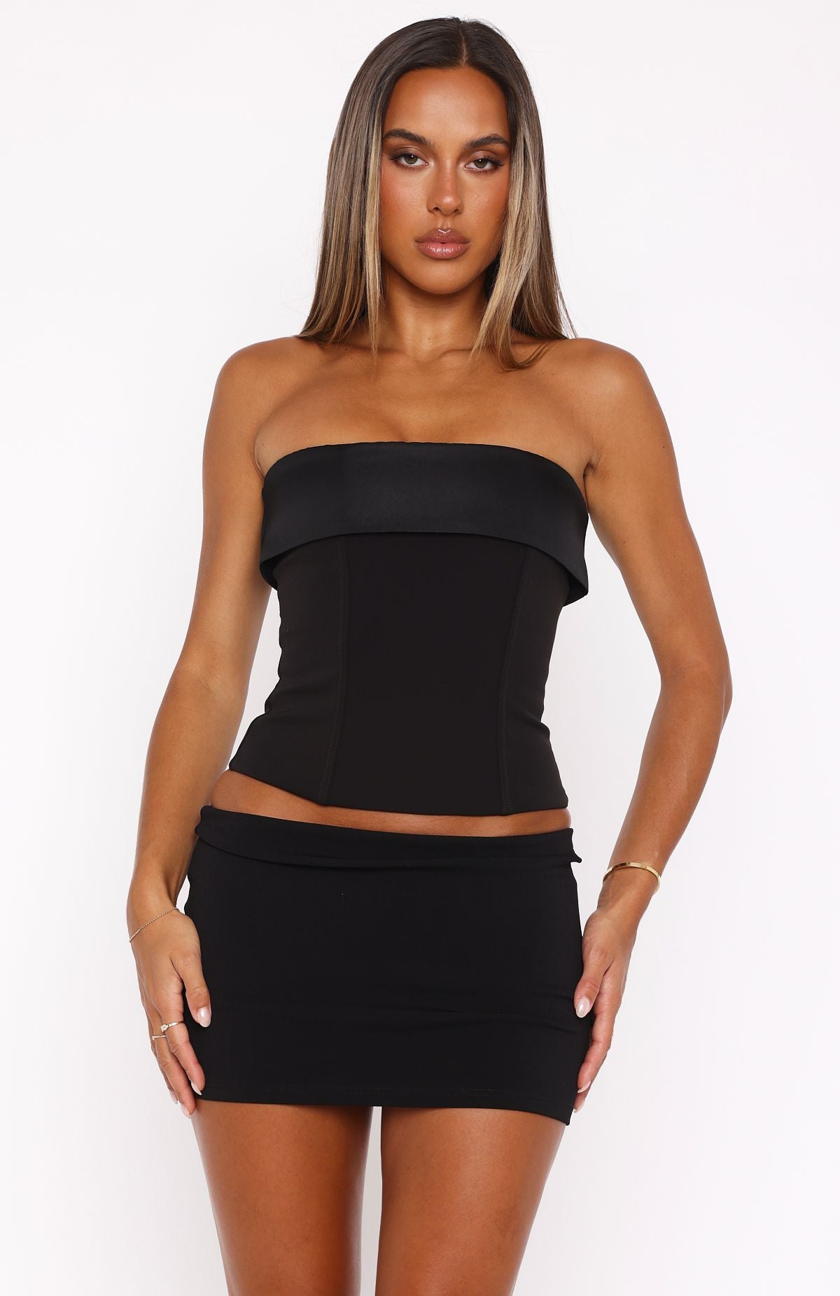 I'm Lovesick Strapless Bustier Black | White Fox Boutique US