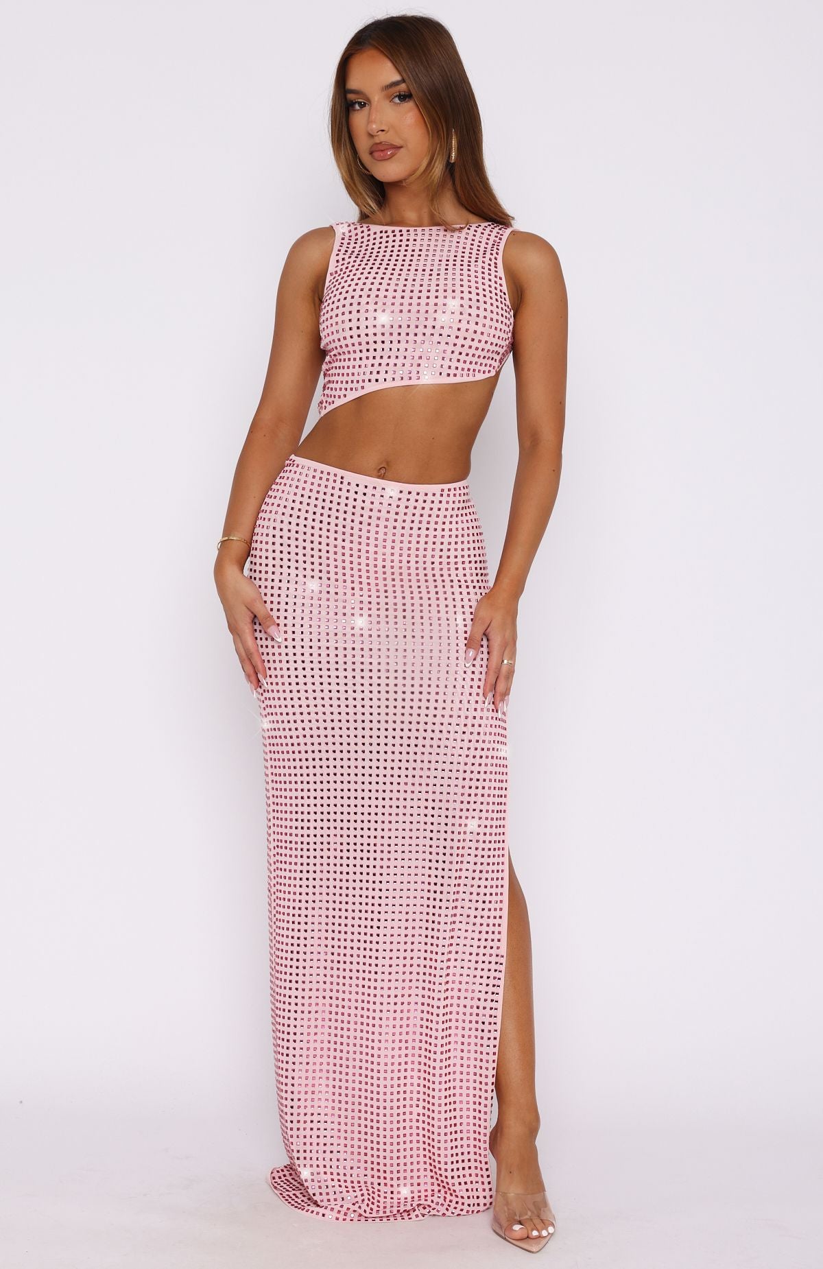 Your Baby Embellished Maxi Dress Baby Pink | White Fox Boutique US
