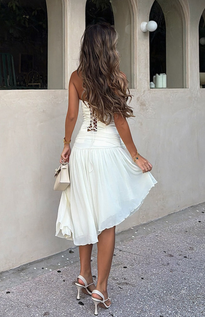 WHITE FOX Forever Love Midi Skirt Off White