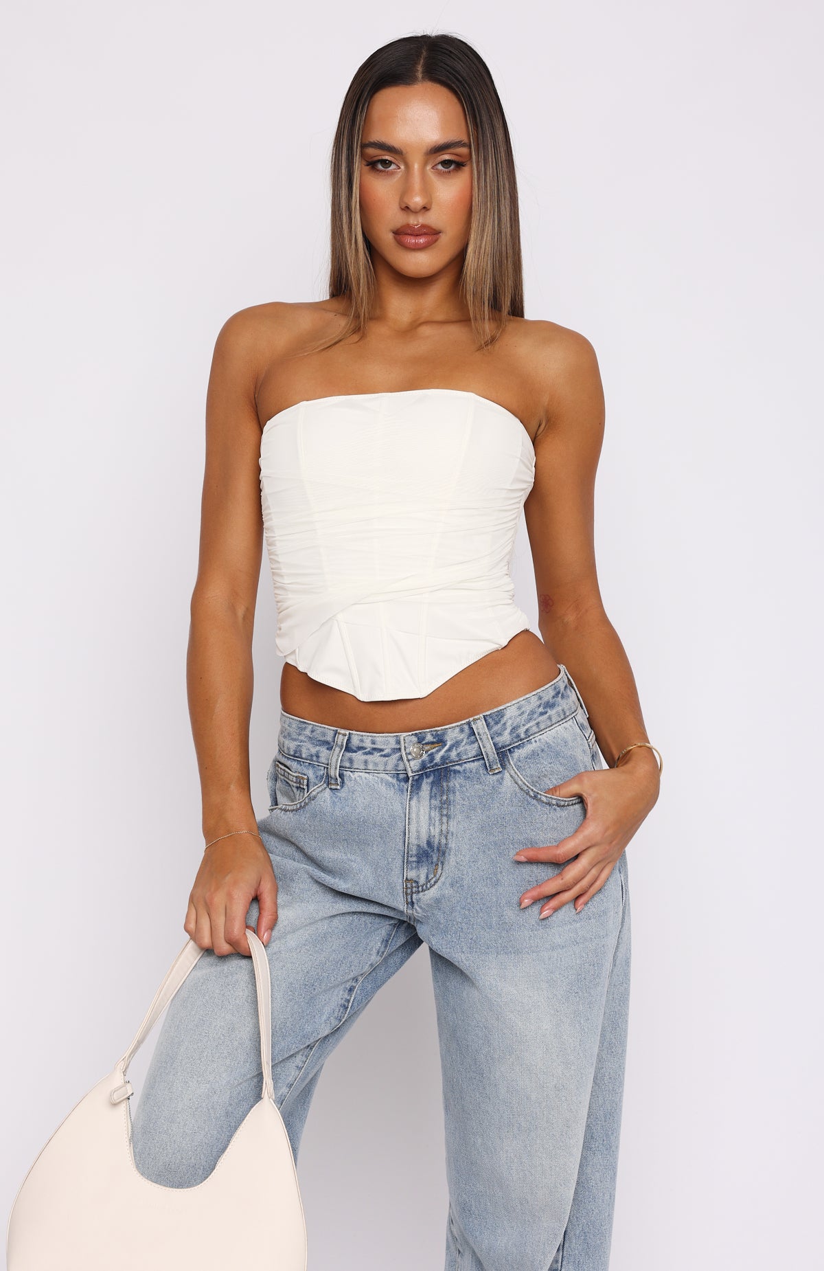 Next To Nothing Strapless Bustier Cream | White Fox Boutique US