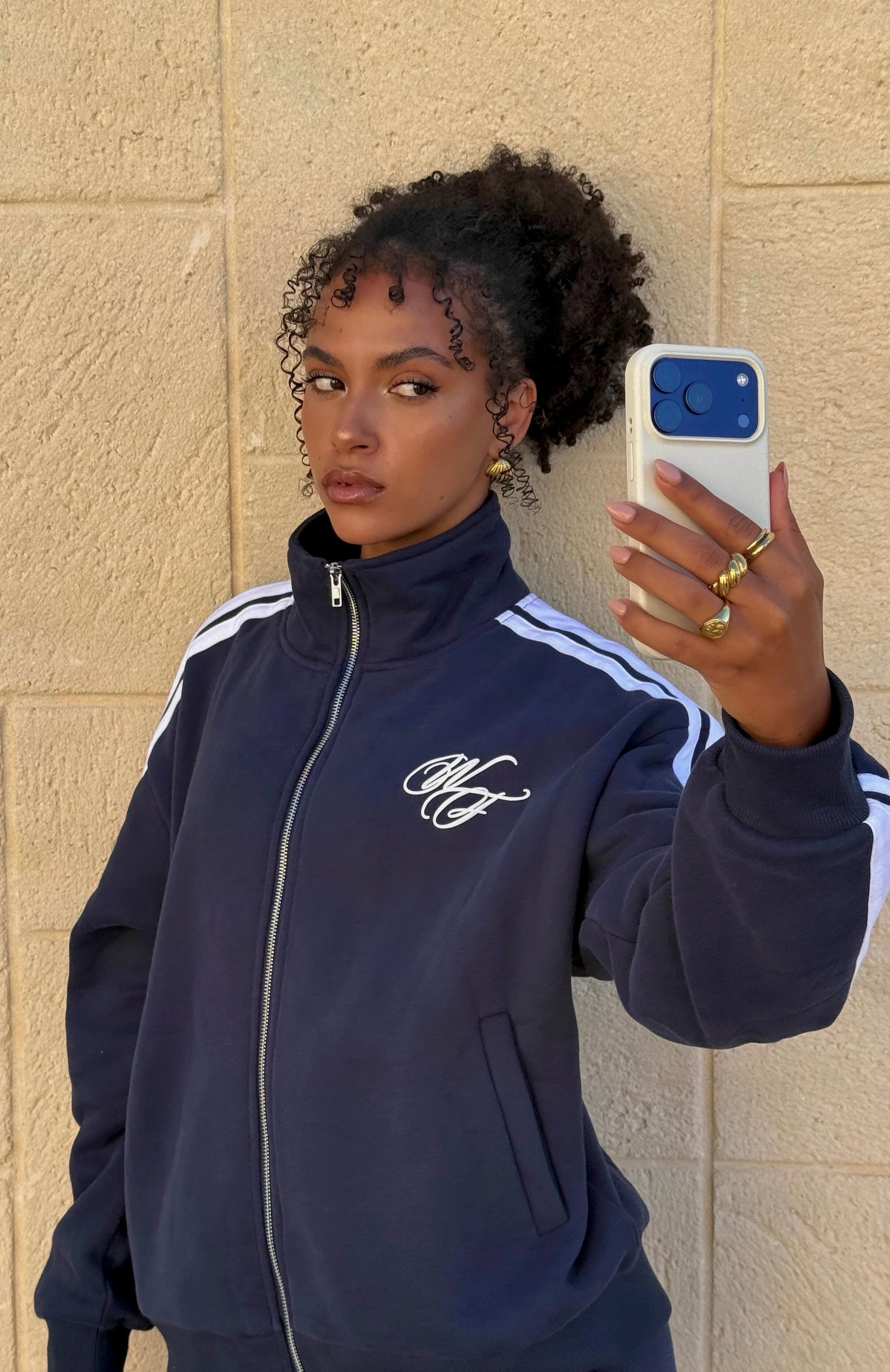 Studio 17 Odessa Oversized Zip Jacket Navy | White Fox Boutique US