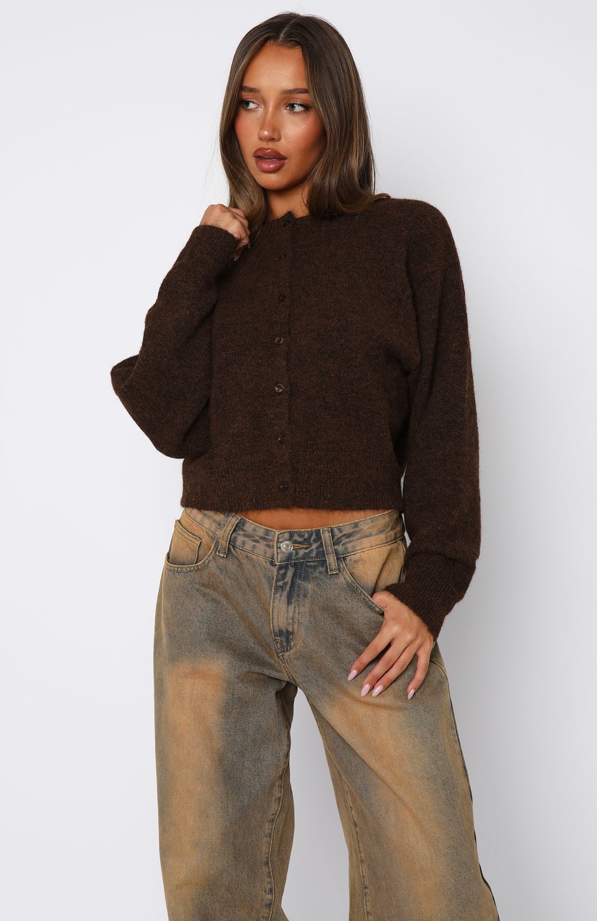 Warm Whispers Knit Cardigan Chocolate | White Fox Boutique US