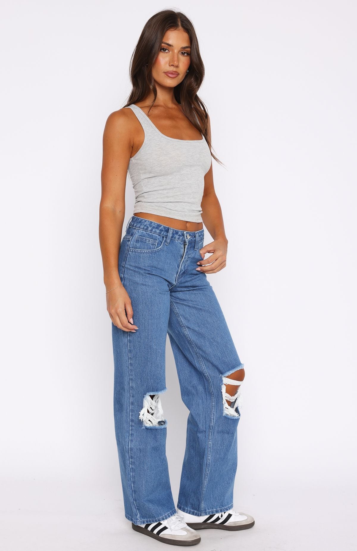 Romie Mid Rise Wide Leg Jeans True Blue Wash | White Fox Boutique US