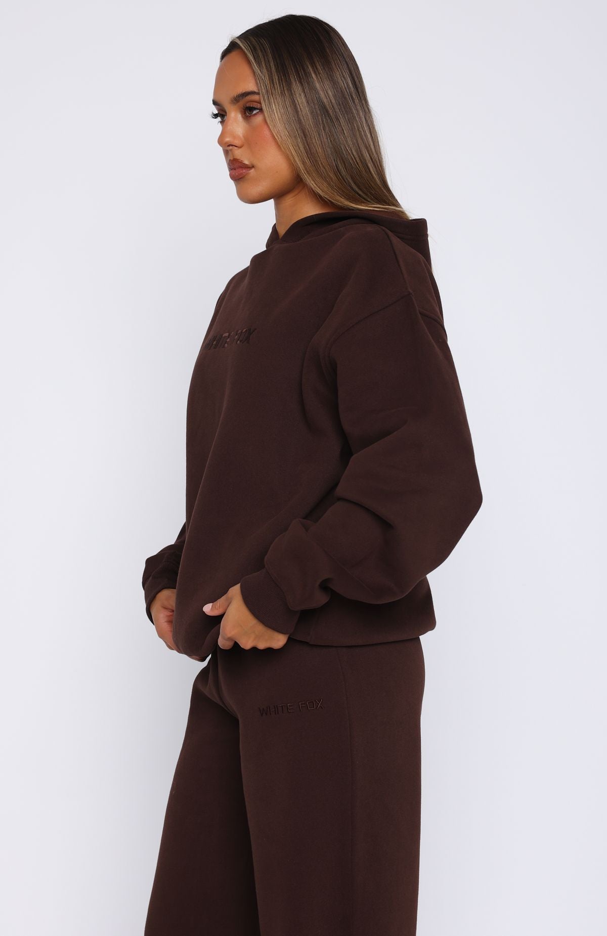 Stay Lifted Oversized Hoodie Bitter Chocolate | White Fox Boutique US