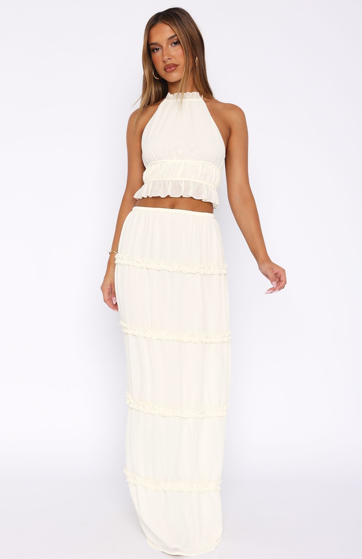 No Contact Maxi Skirt Off White | White Fox Boutique US