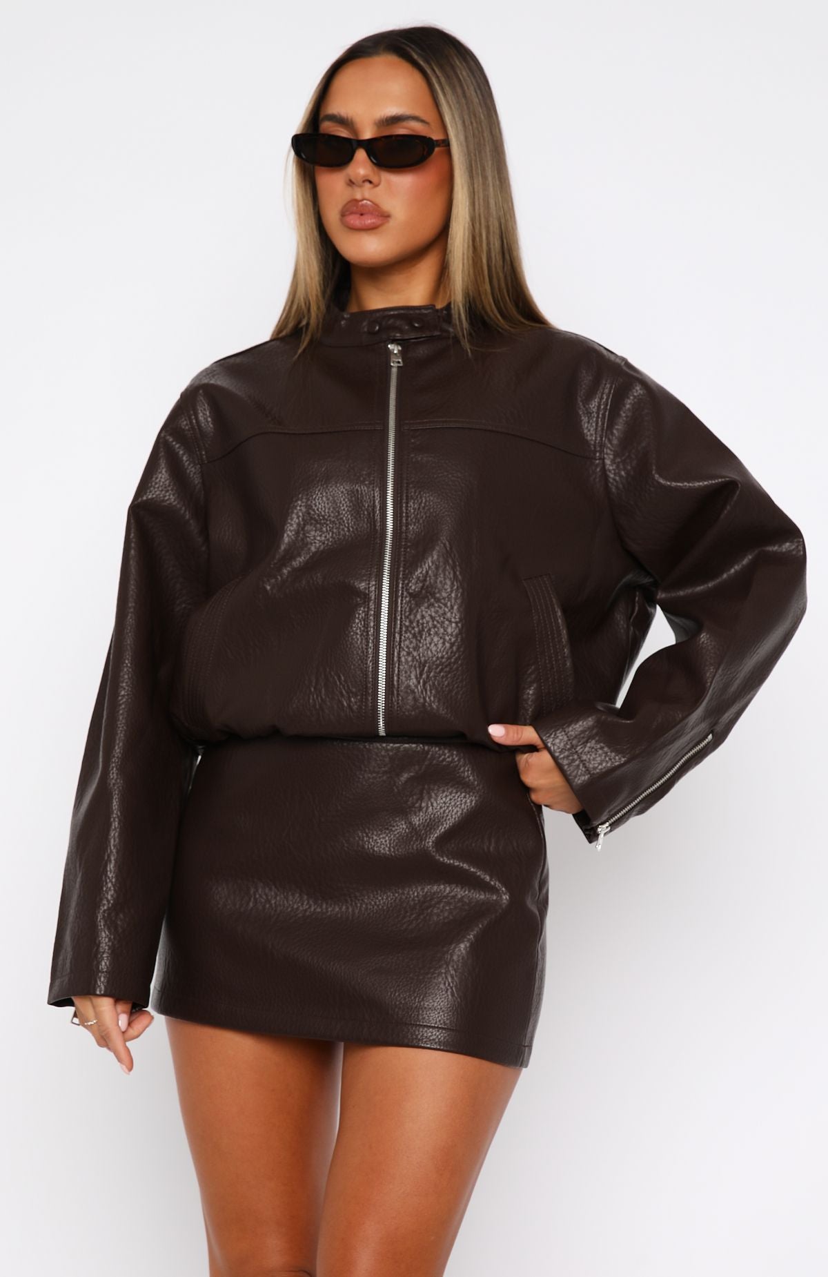 Tell Me Nothing PU Jacket Chocolate | White Fox Boutique US