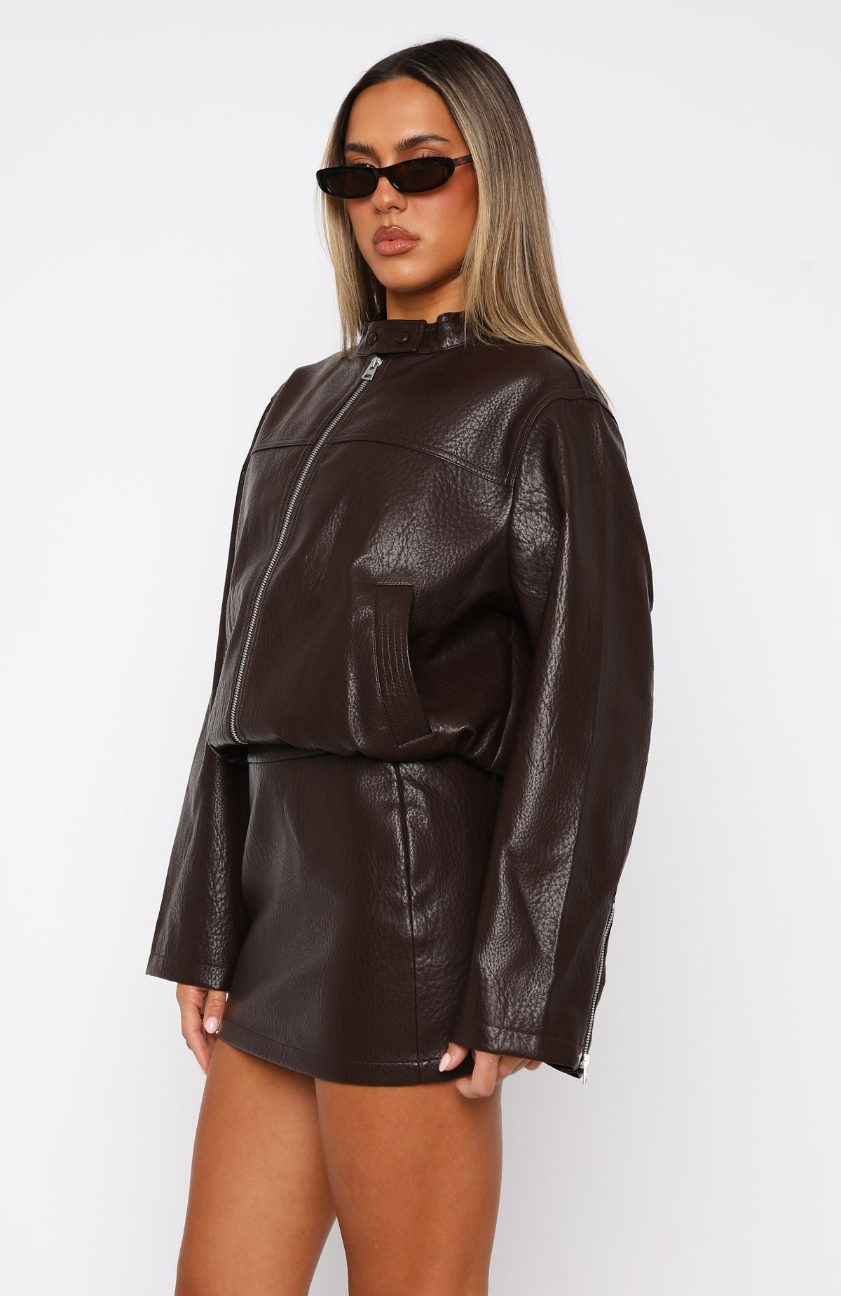 Tell Me Nothing PU Jacket Chocolate | White Fox Boutique US