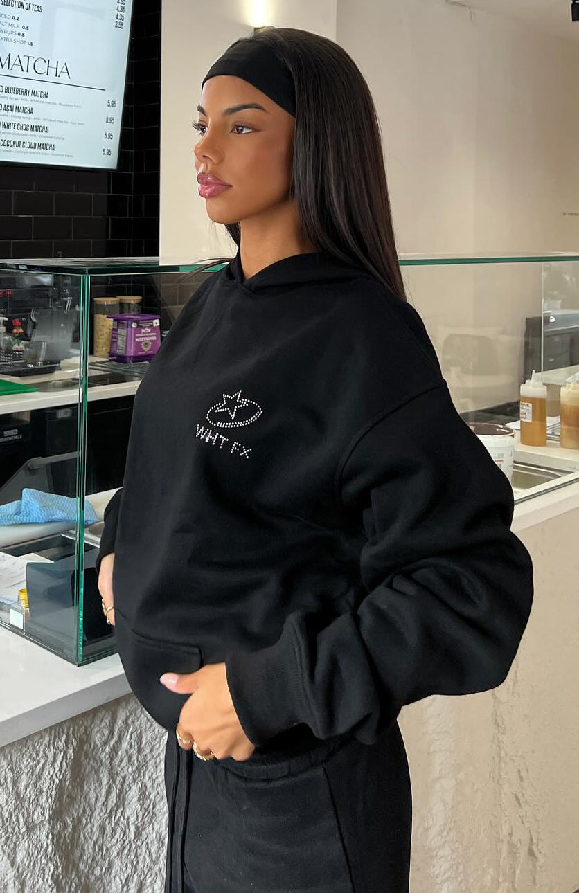 Always Shining Oversized Hoodie Black | White Fox Boutique US